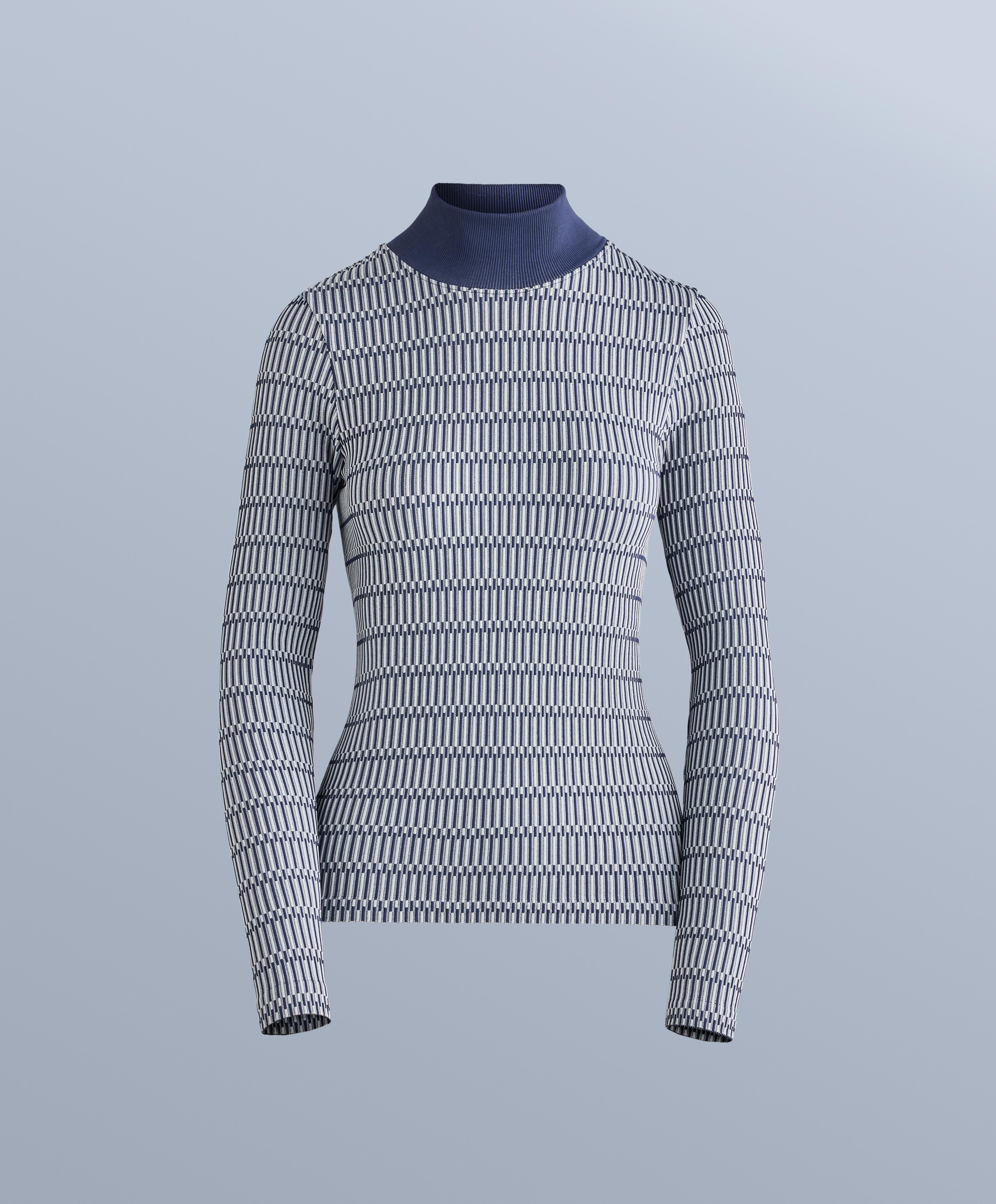 Geometric seamless thermal base layer T-shirt — NAVY BLUE