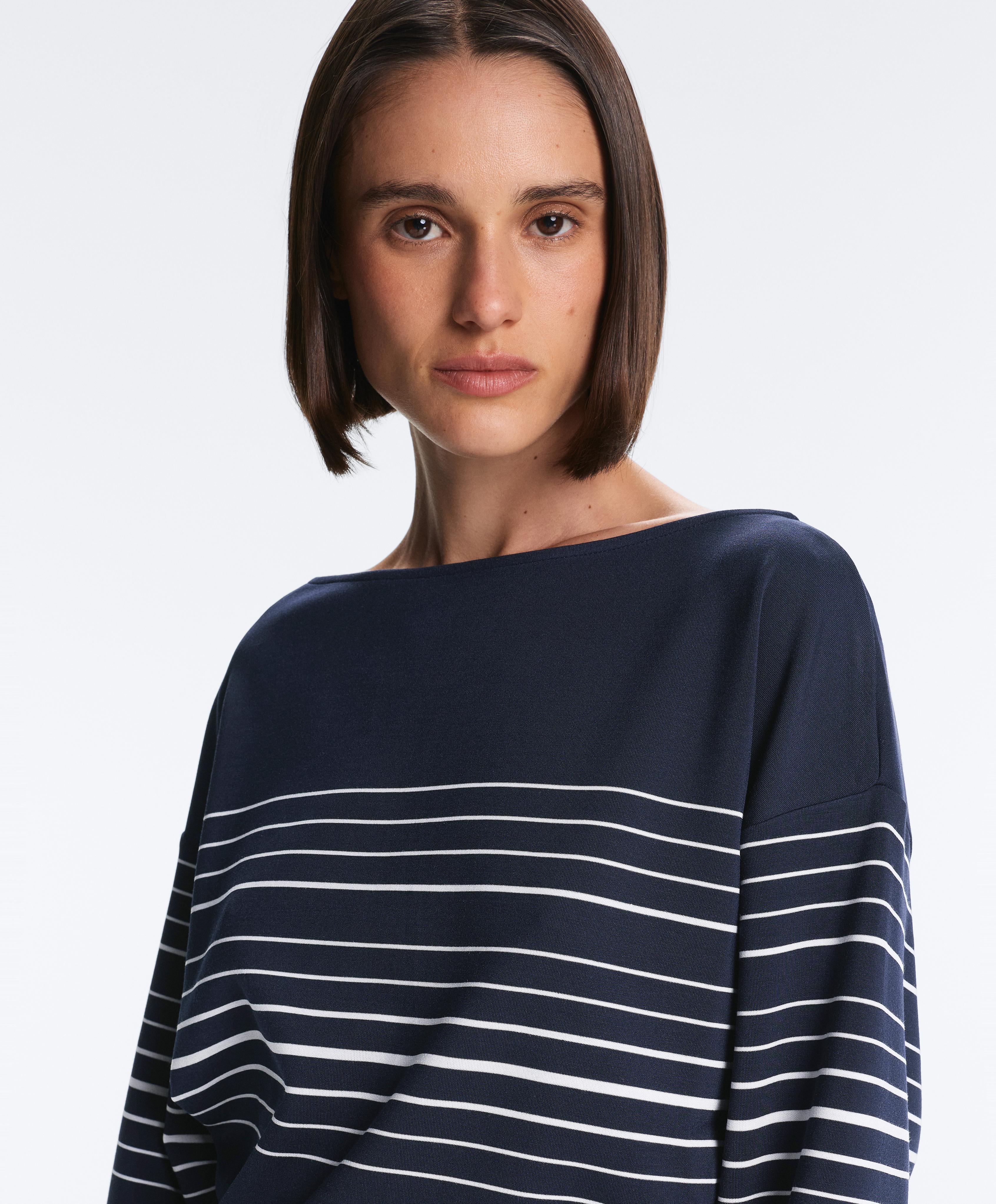 Sailor stripe soft-touch sweatshirt with modal — NAVY BLUE