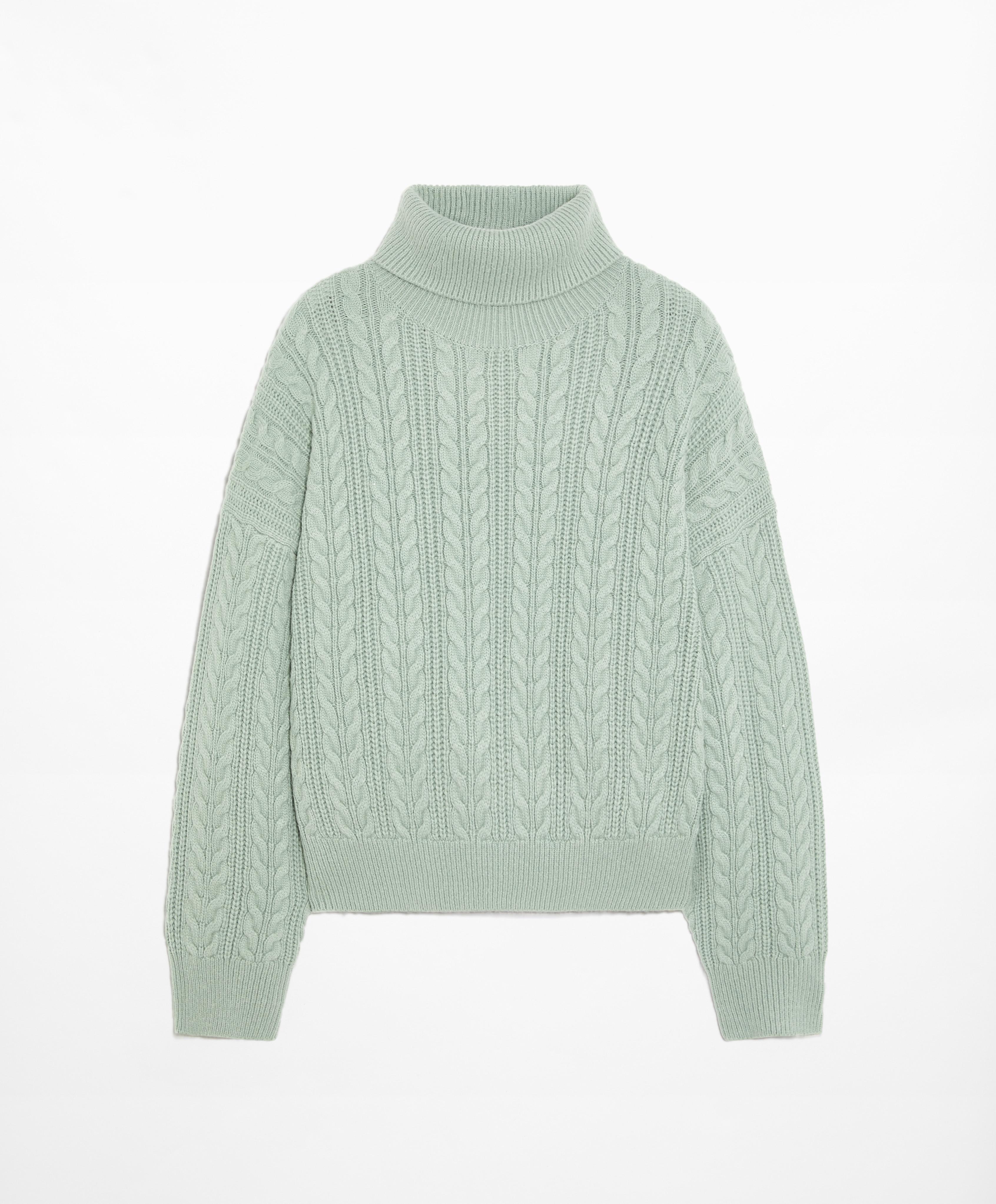 High neck cable knit jumper