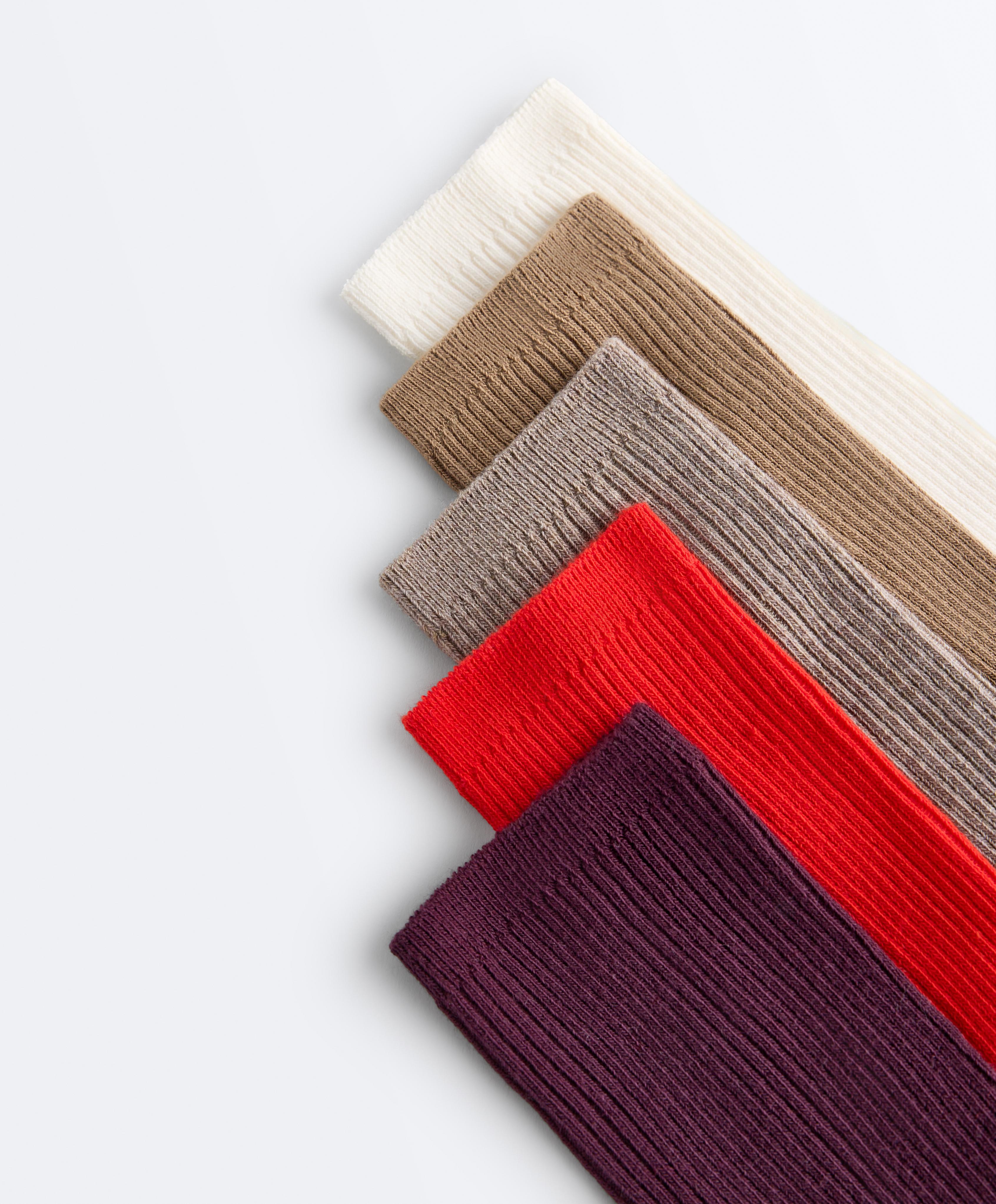 5 pairs of cotton blend classic socks — BRIGHT RED