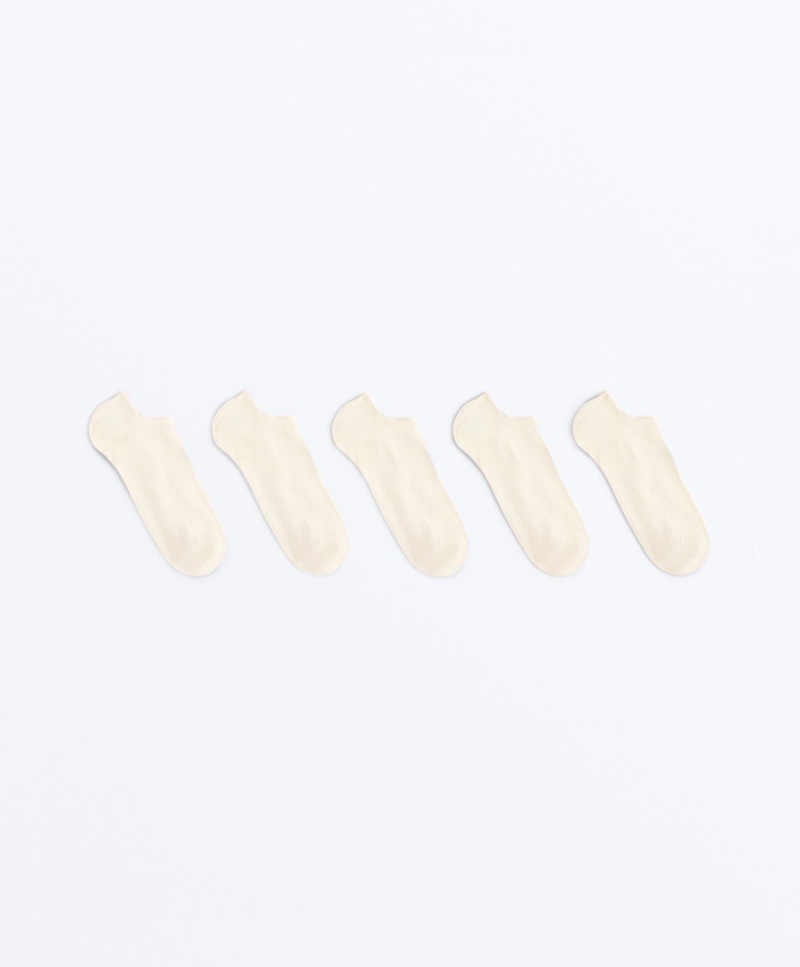 5 pairs of cotton blend sneaker socks — PALE ECRU