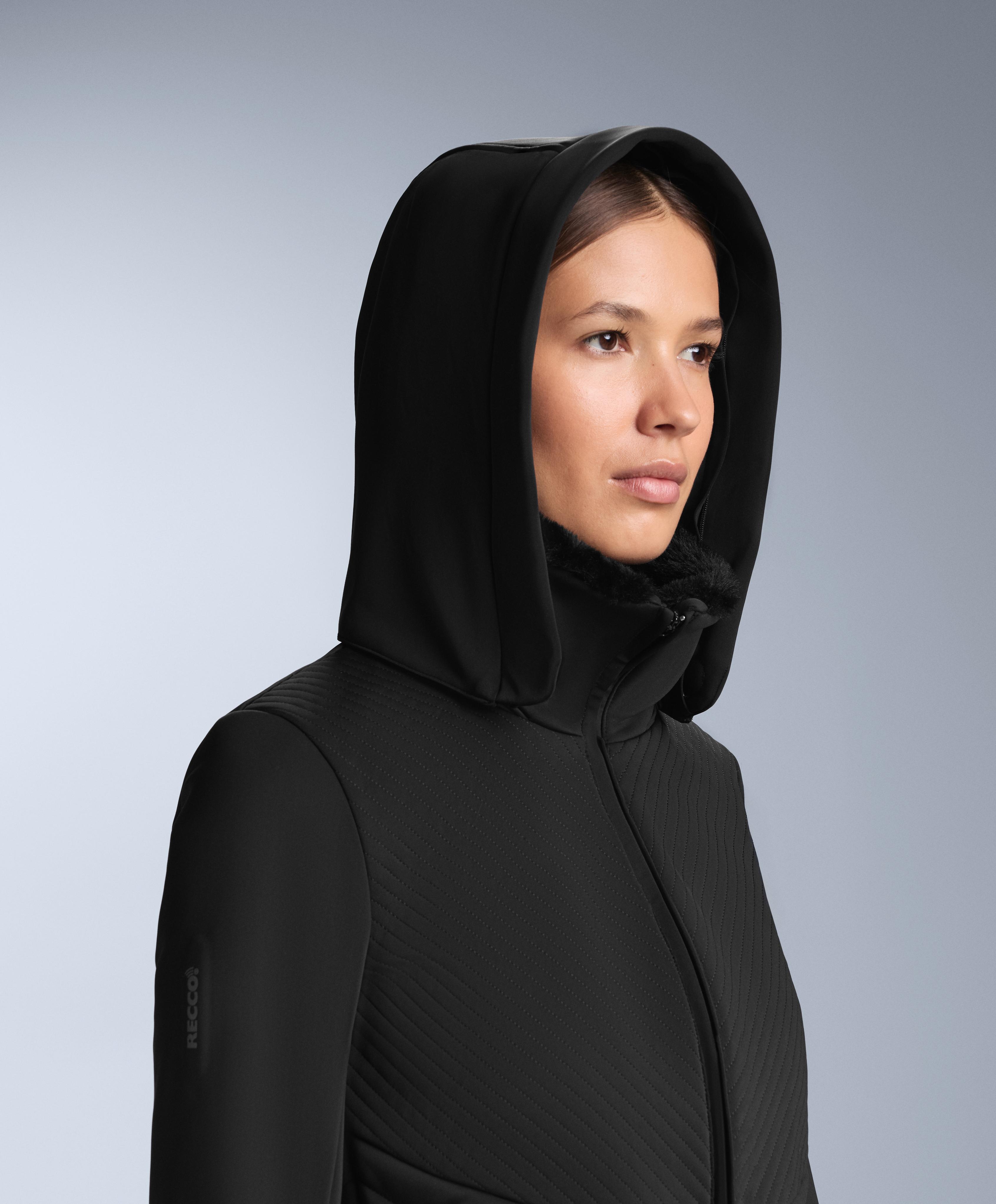 Water-resistant fitted stretch SKI jumpsuit — BLACK