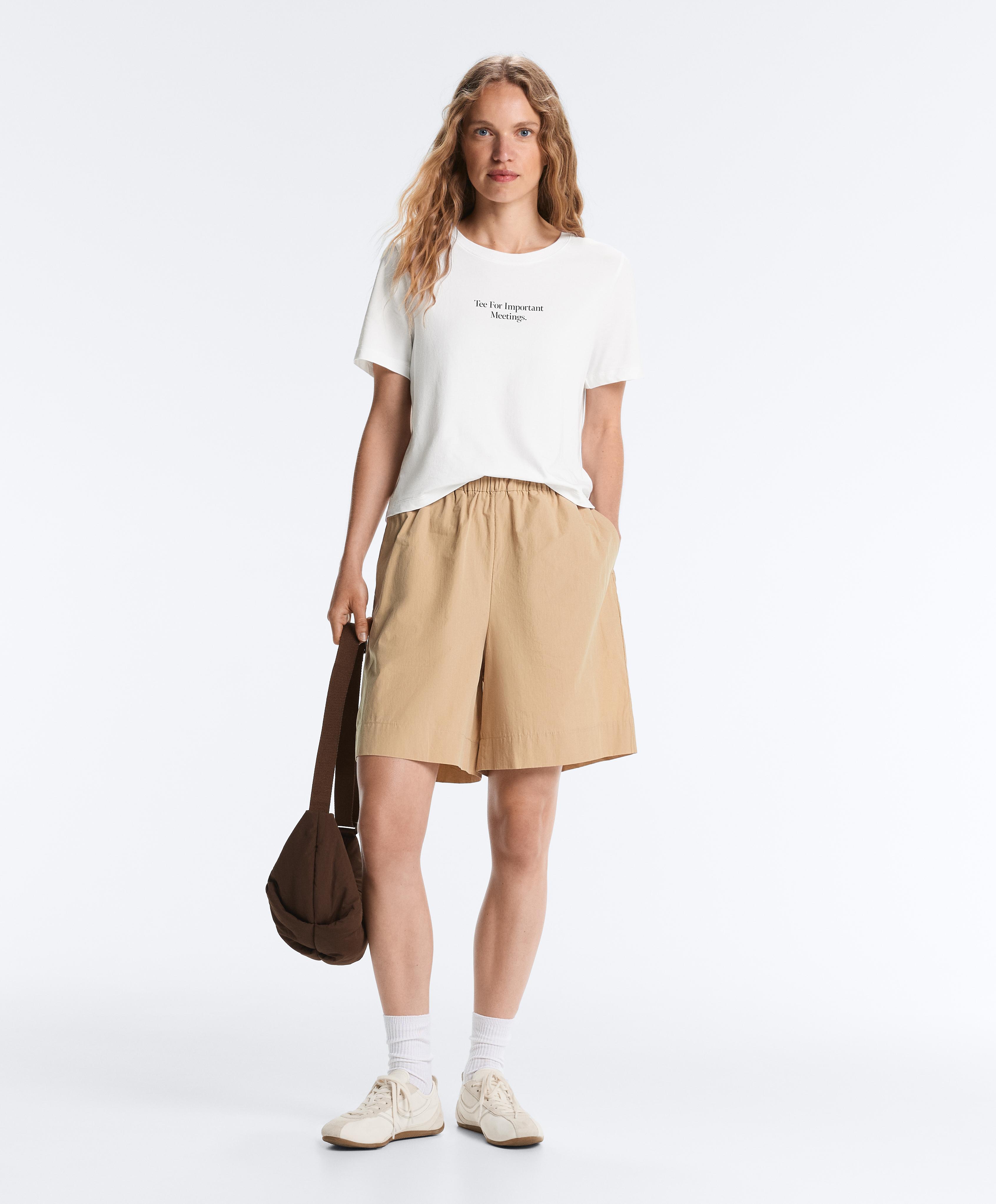 100% cotton Bermuda shorts — CAMEL