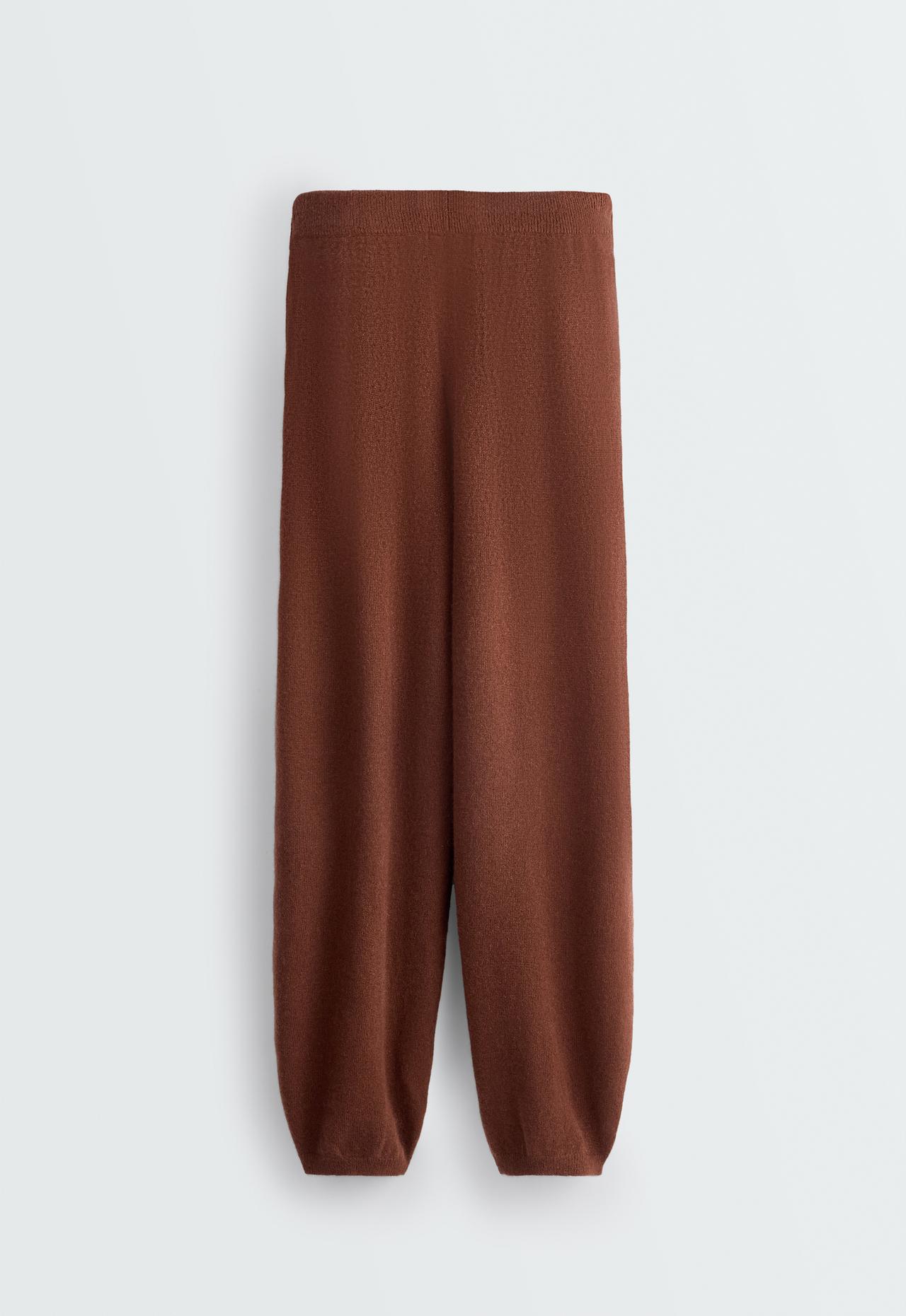 100% cashmere balloon knit trousers — CHOCOLATE
