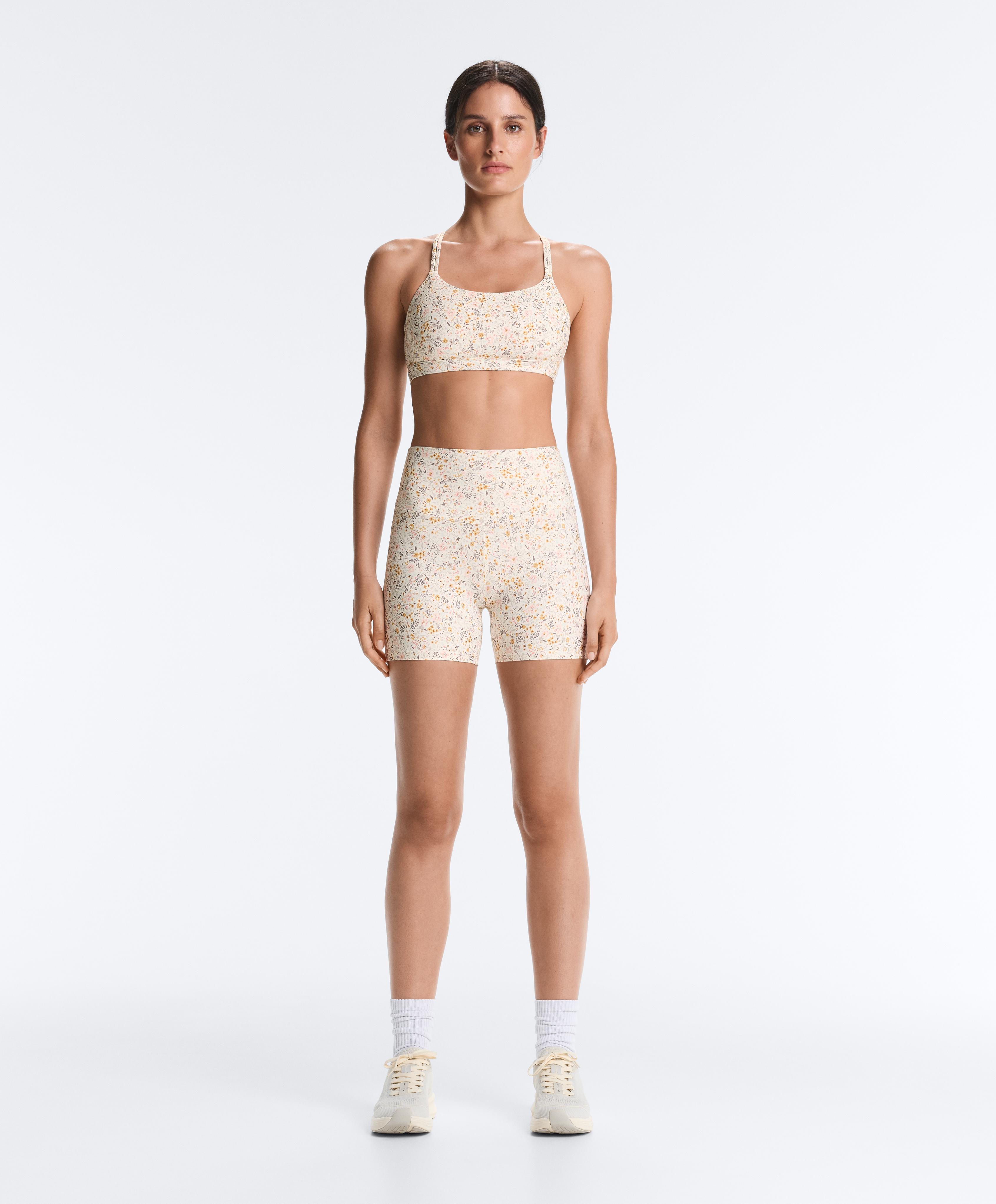 Comfortlux 10cm high-rise floral hot pants — PALE ECRU