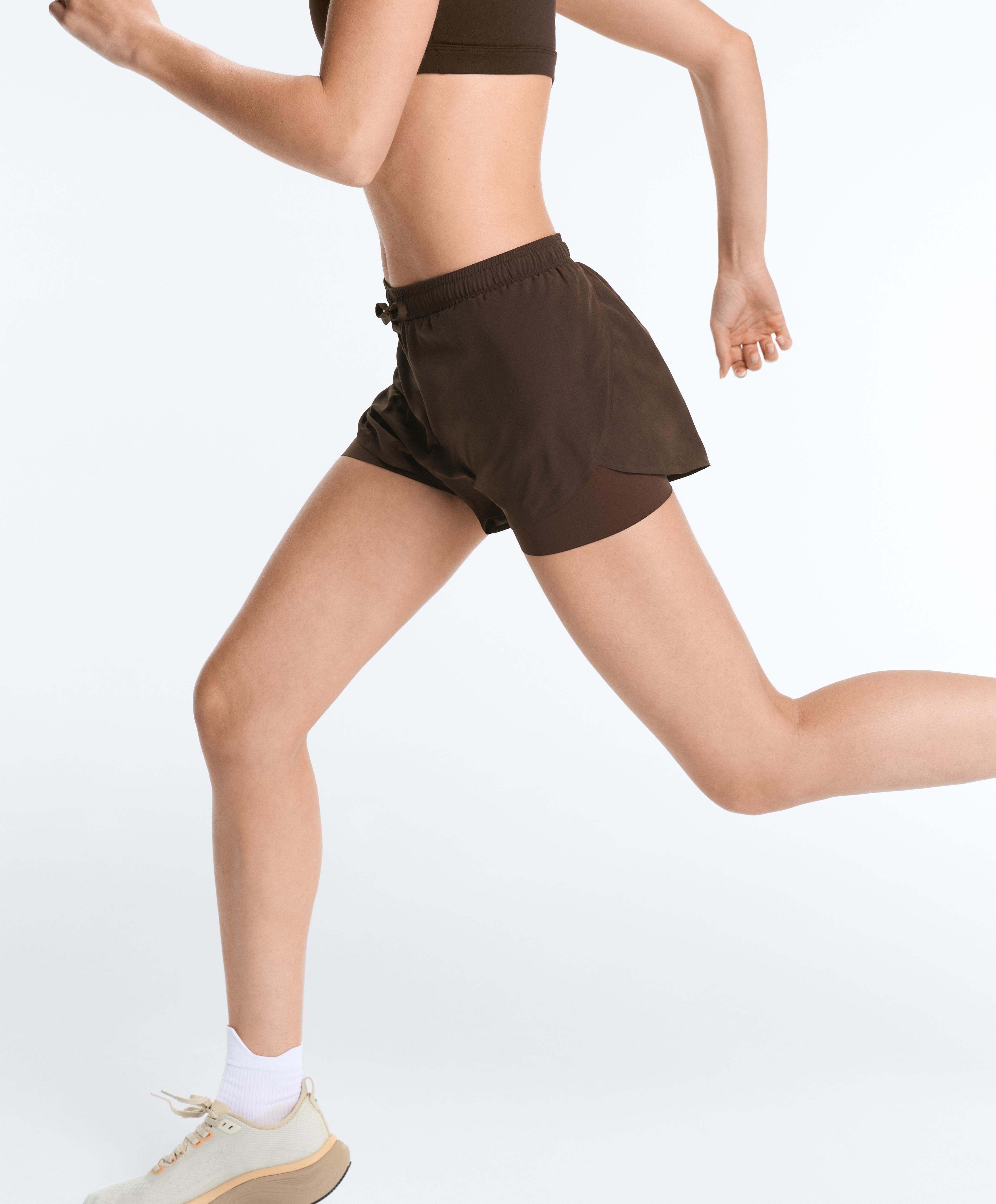 Light Touch 2-in-1 mid-rise shorts — DARK BROWN