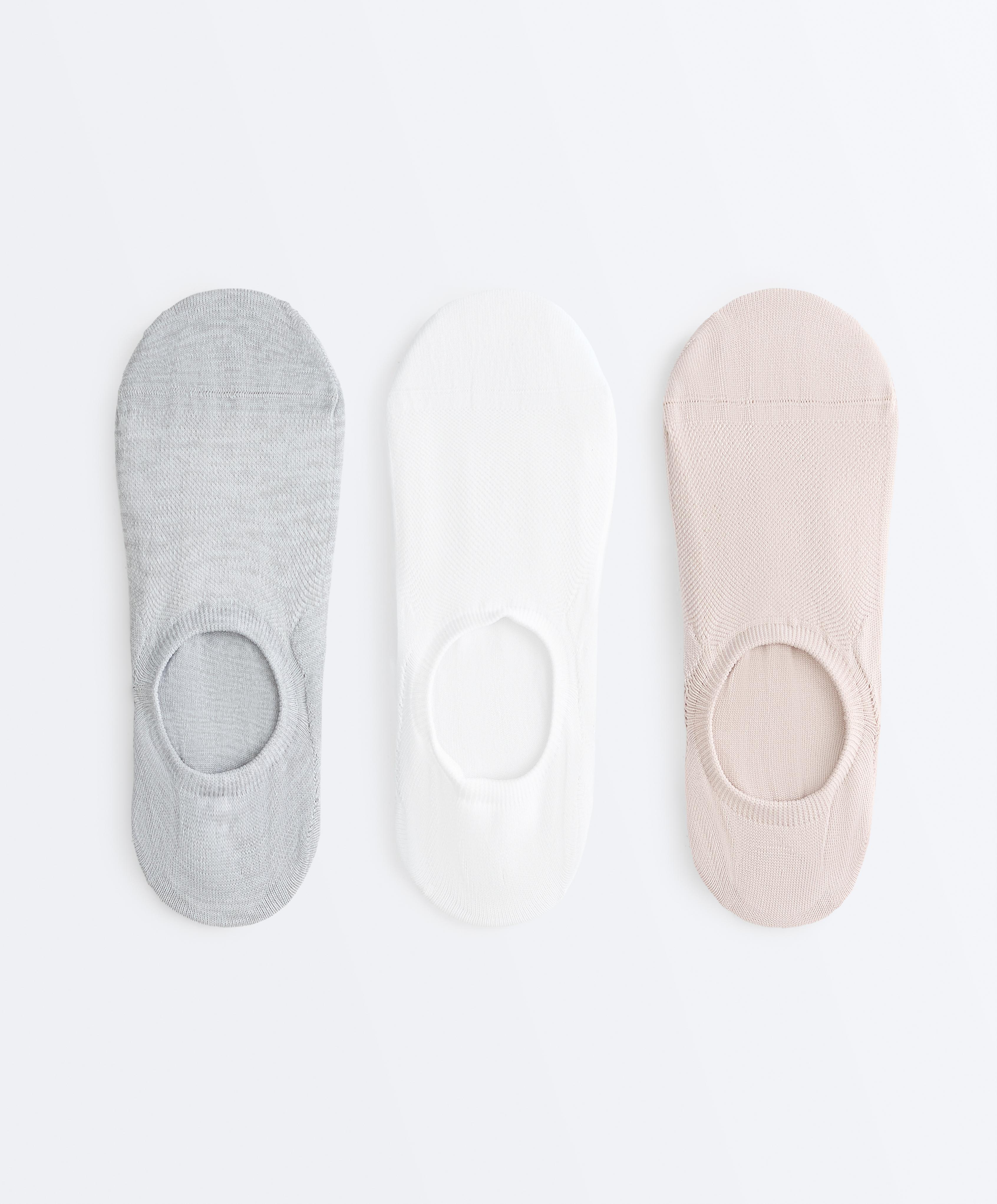 3 pairs of high-cut invisible polyamide blend sports socks