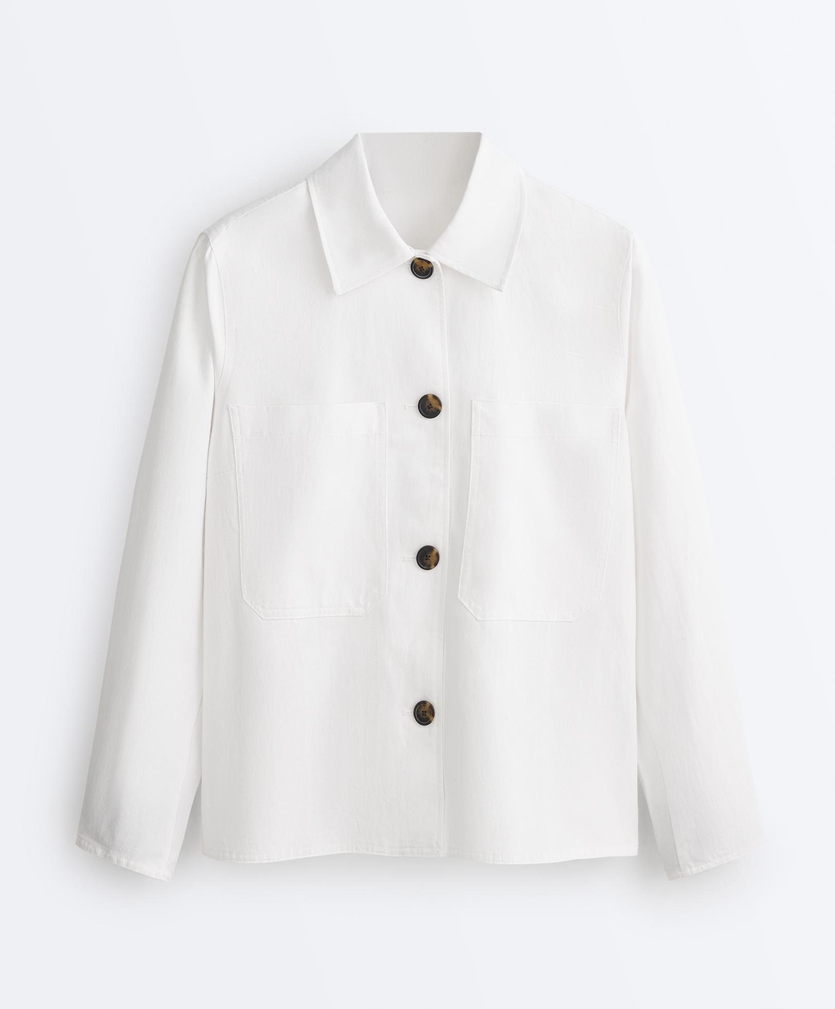 Cotton blend pocket jacket — WHITE