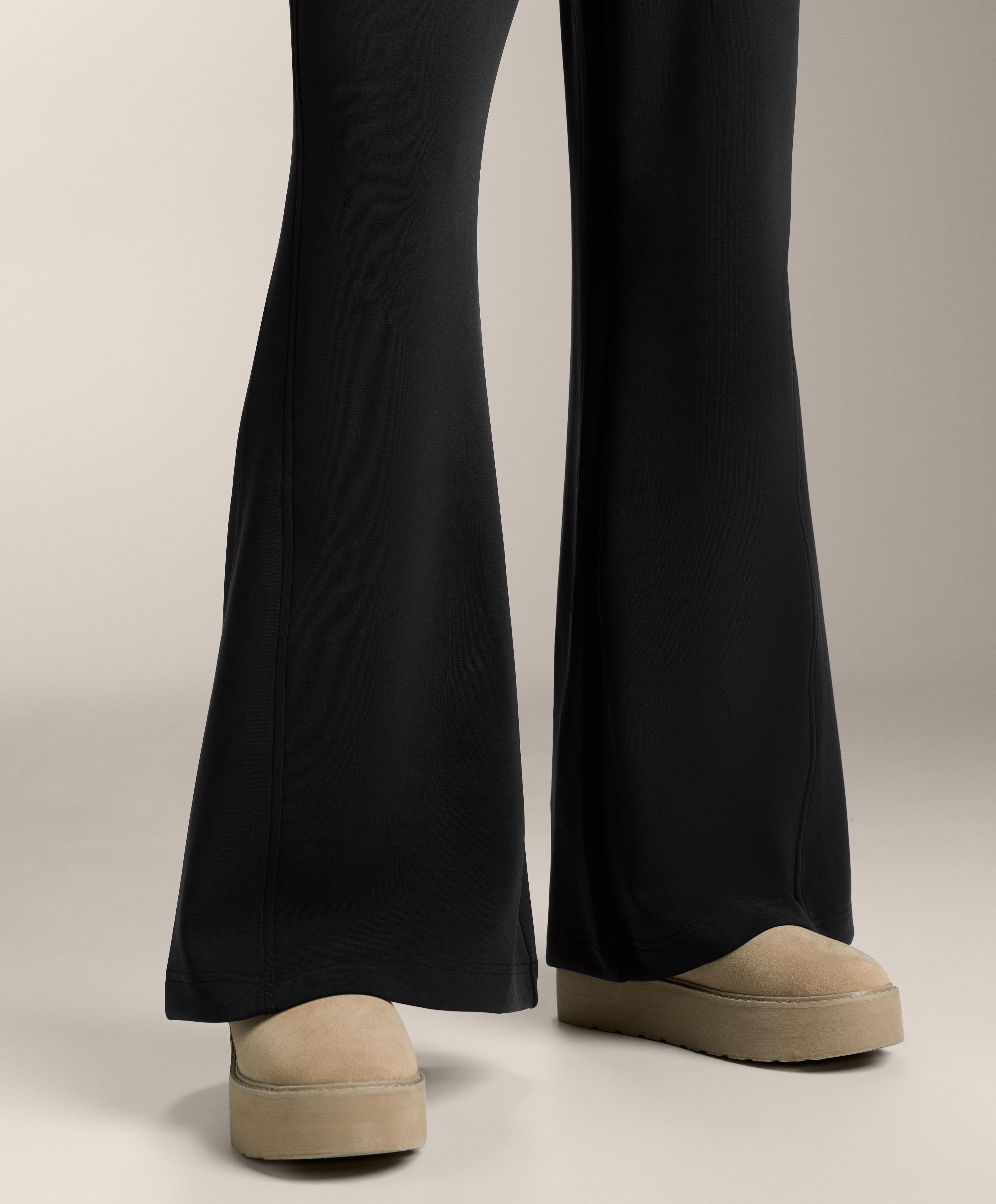 Super high-rise flare trousers with brushed modal — BLACK