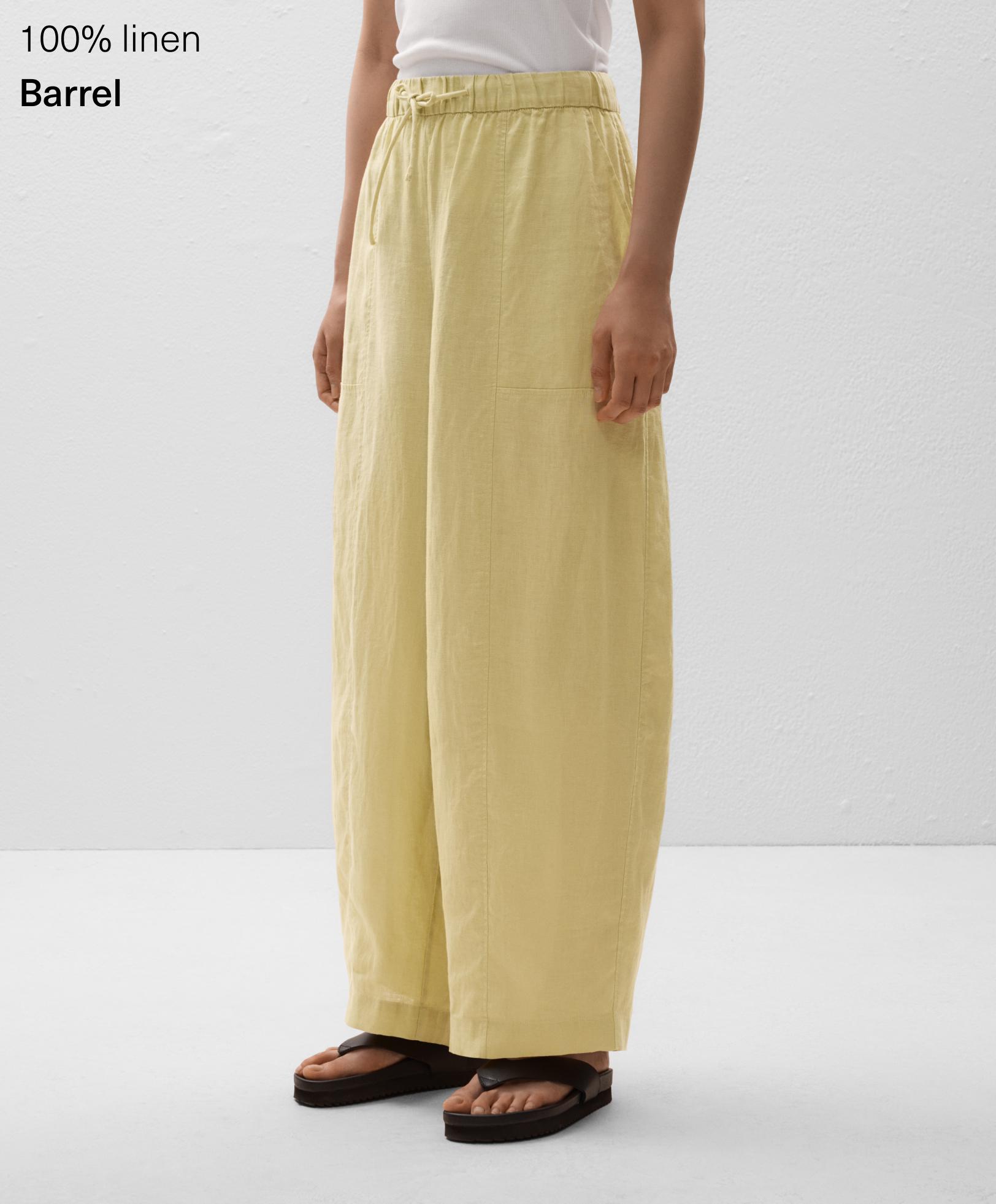 100% Linen Barrel Leg Trousers