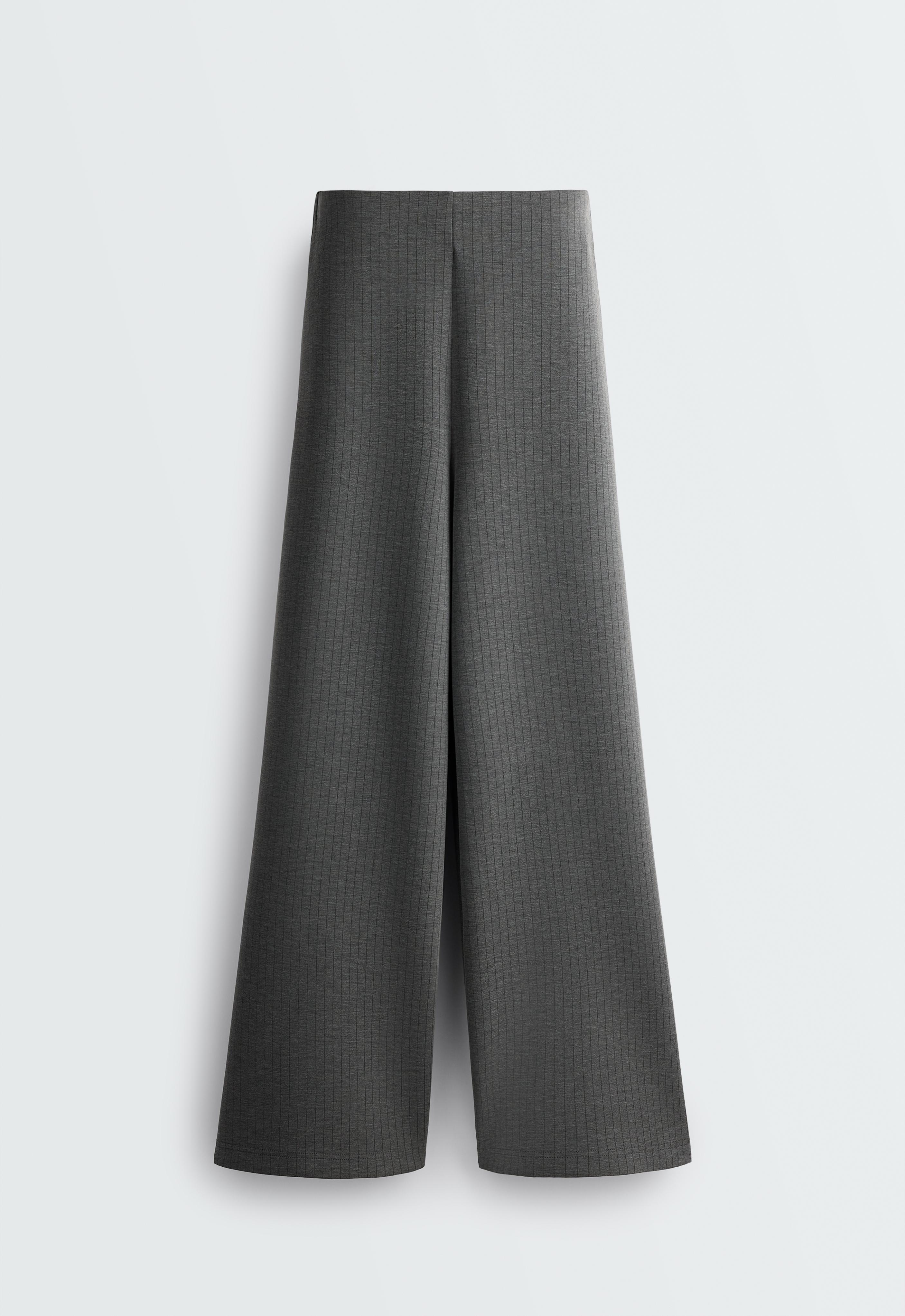 Super high-rise striped modal trousers — ASPHALT GREY
