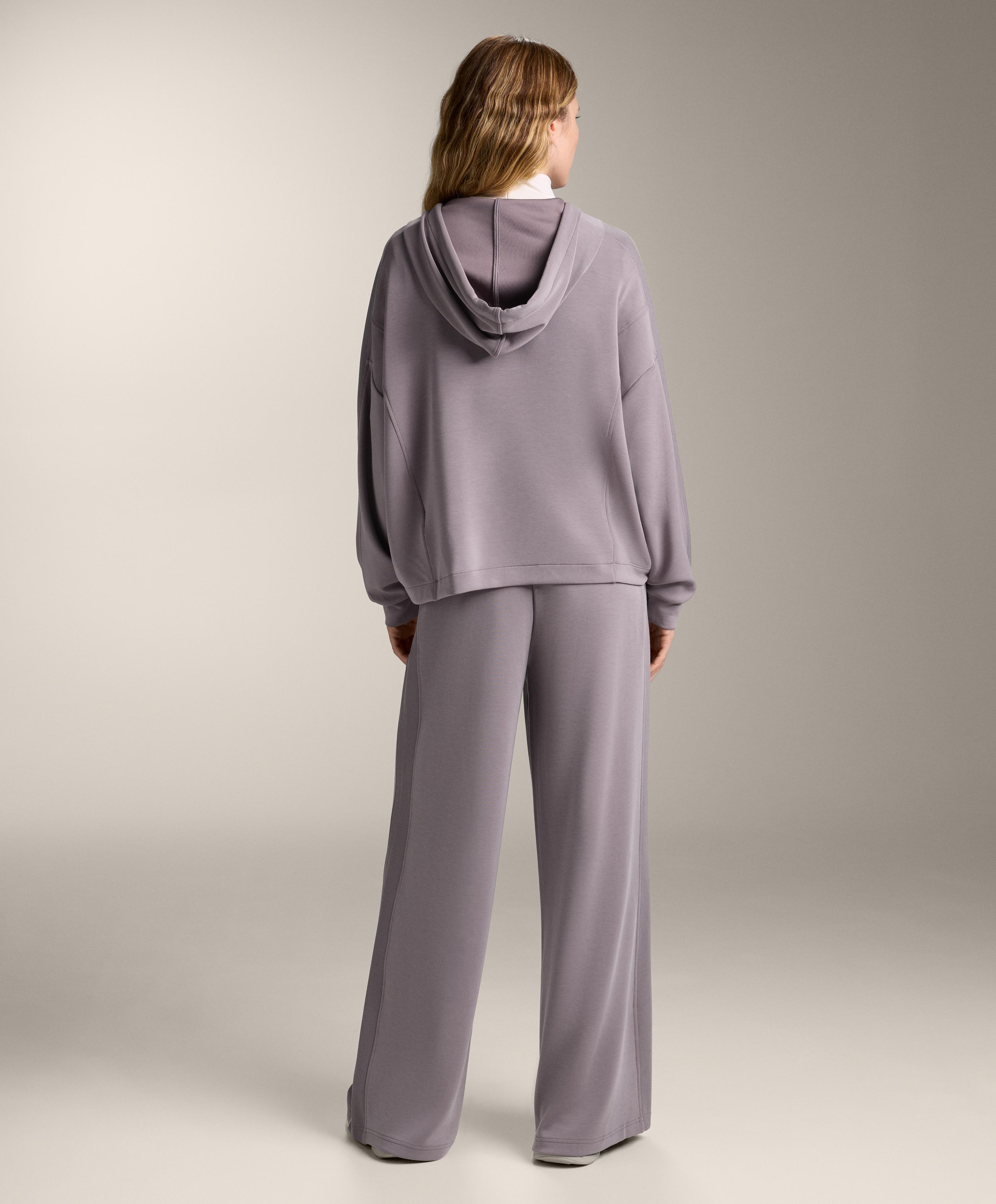 Chamarra larga con capucha y detalle rib con modal tacto suave - Rebajas