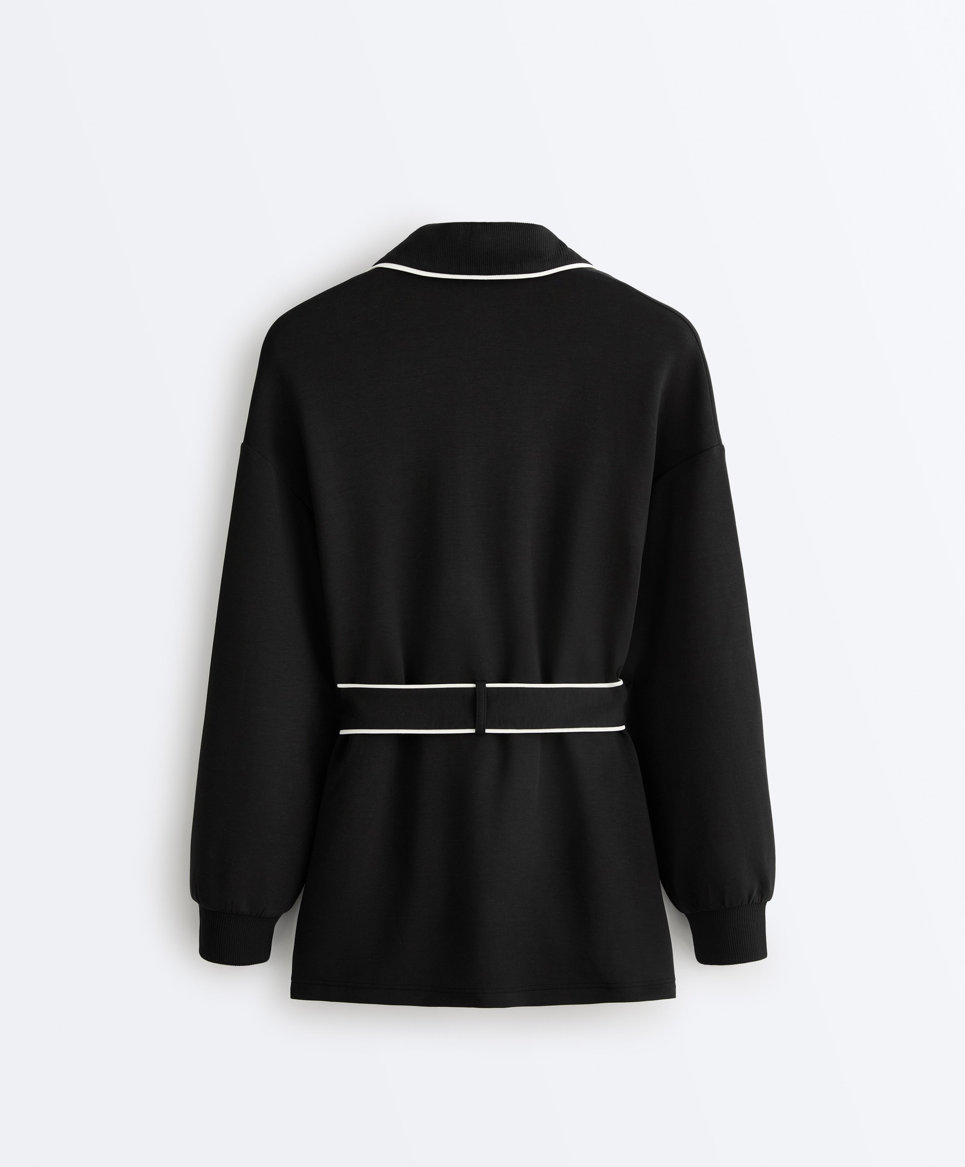 Long piping jacket with soft-touch modal | OYSHO Türkiye