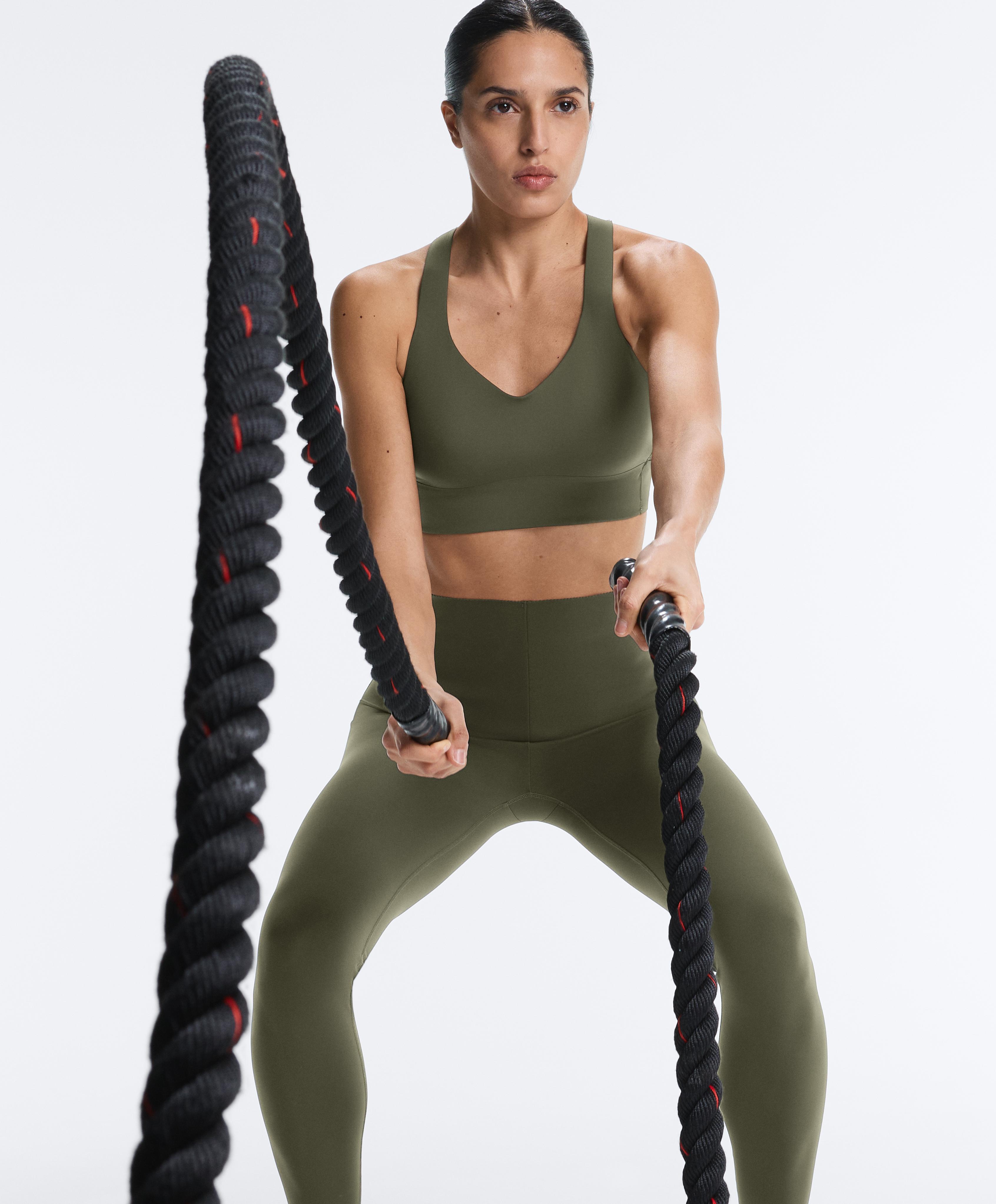 Medium-support Light Touch crossover bra — KHAKI
