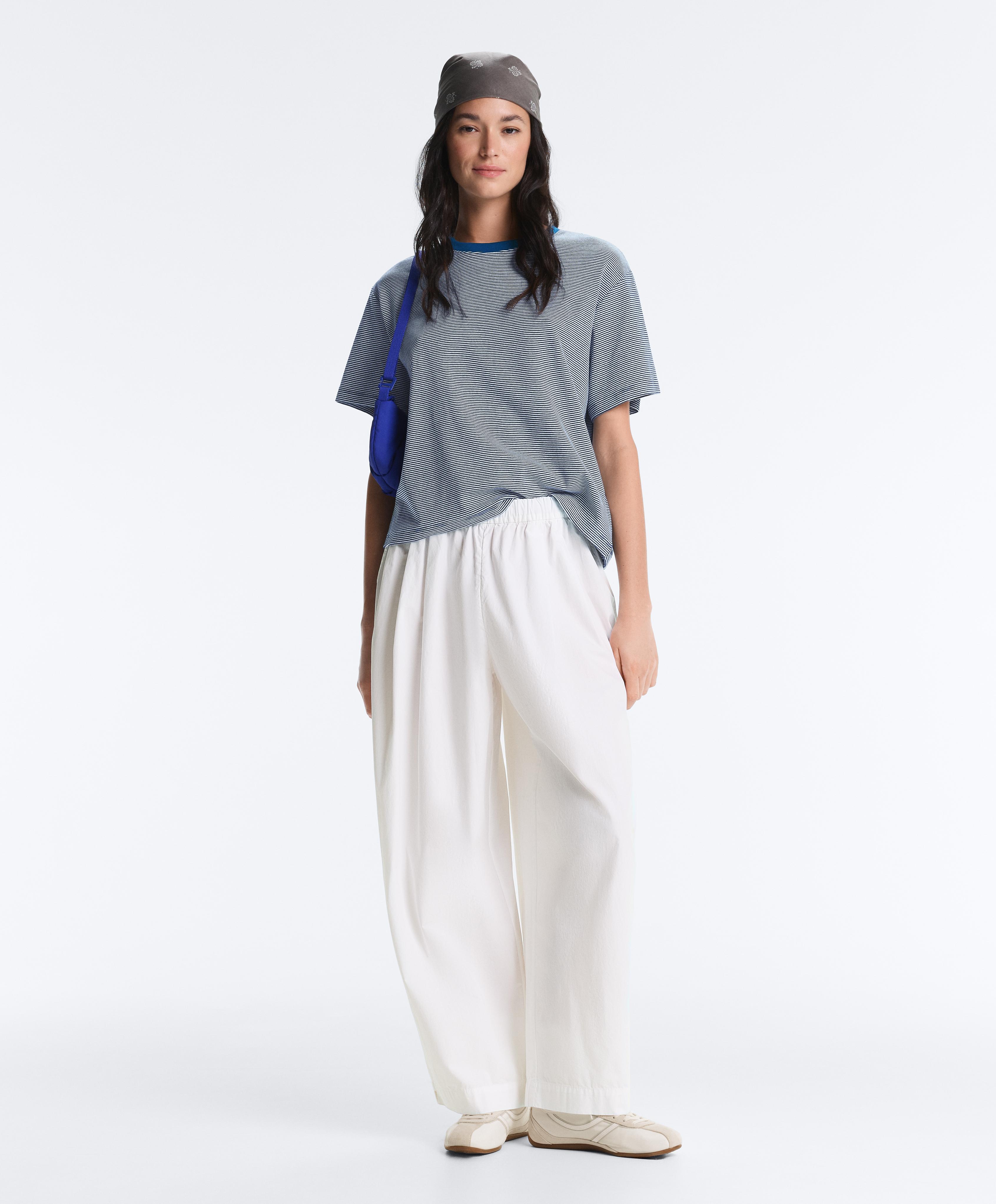 Boxy çizgili pamuklu kısa kollu t-shirt - Görsel 5