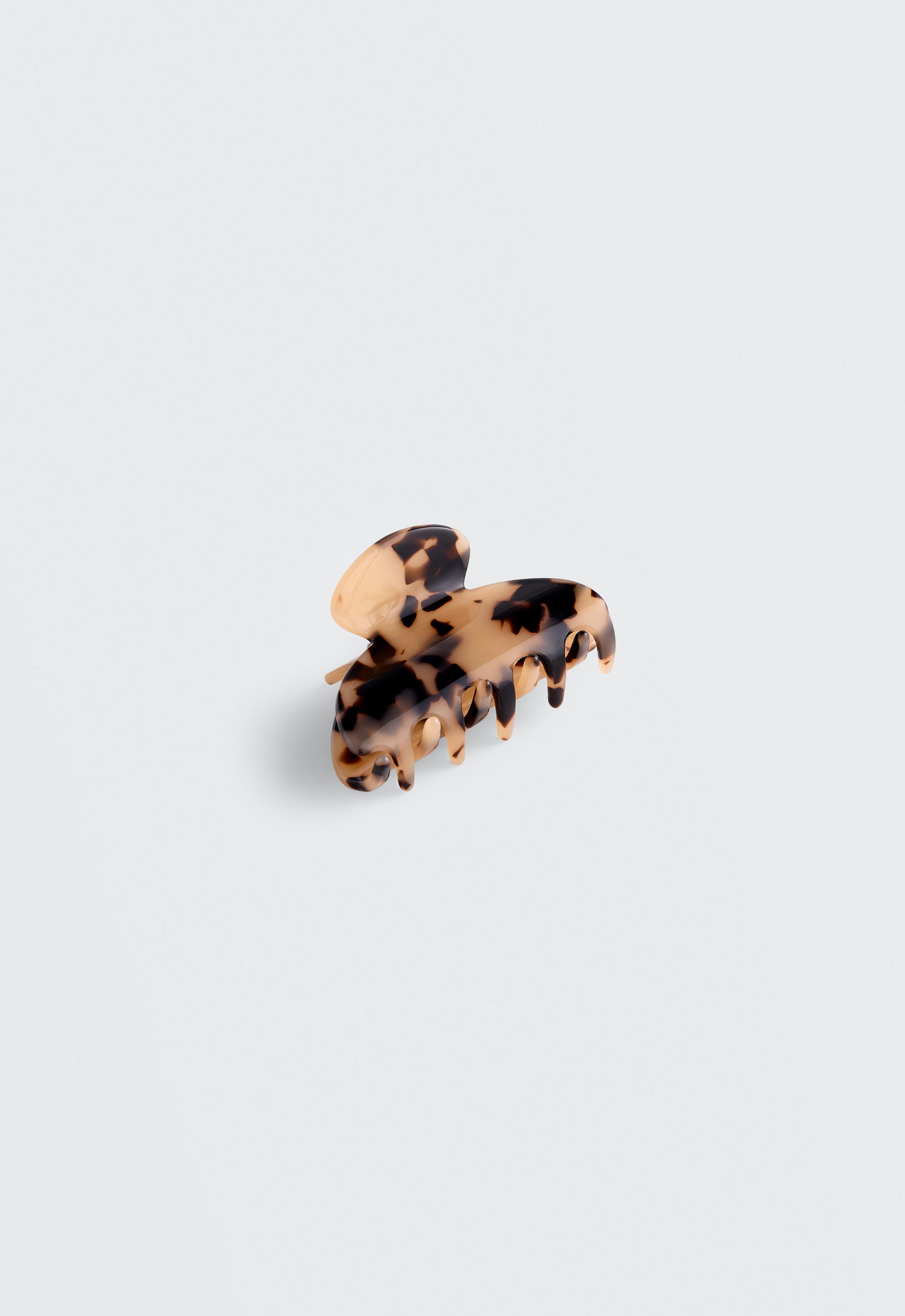 Medium tortoiseshell-effect hair clip — BLACK