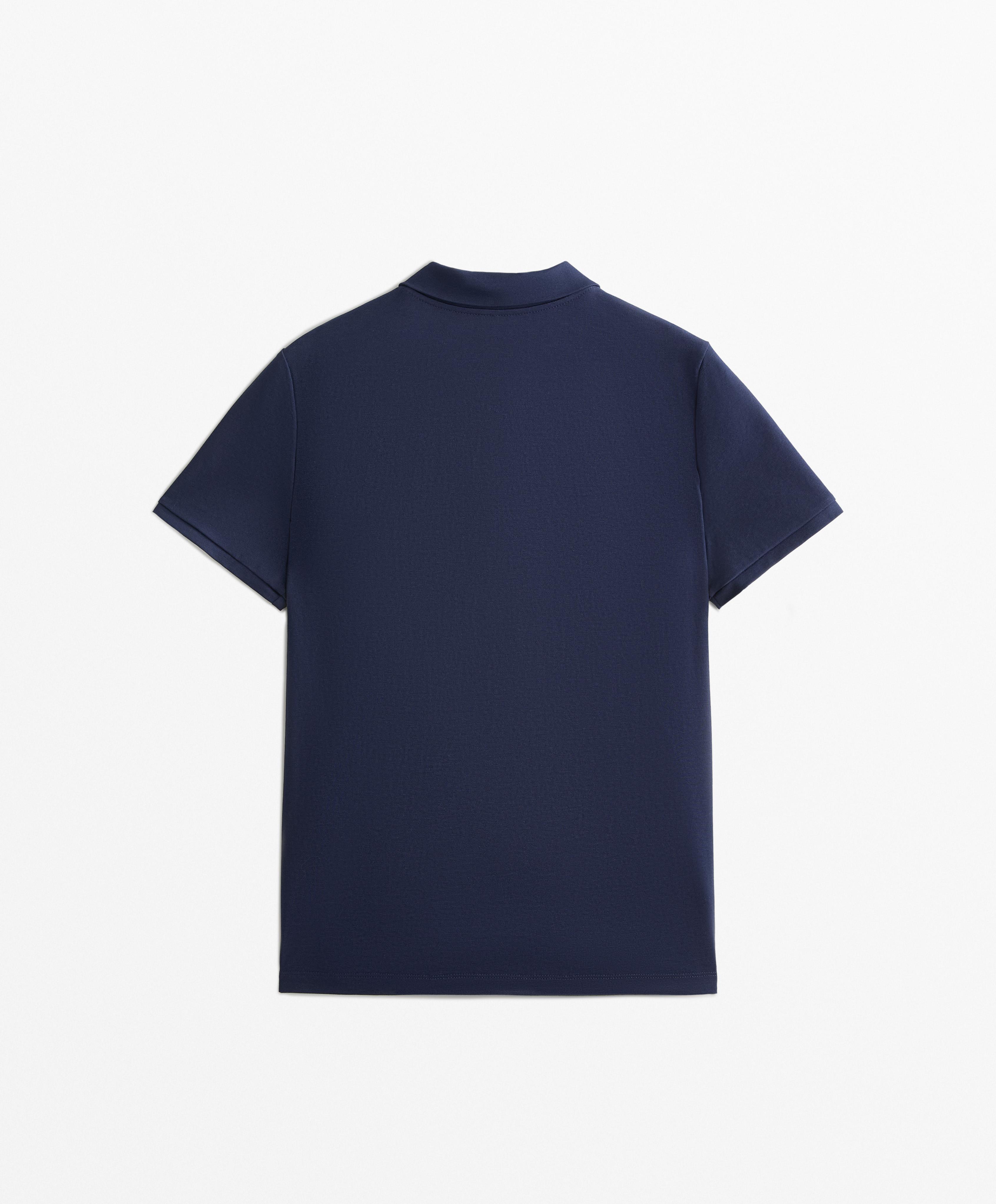 Short-sleeved cotton blend piqué polo shirt