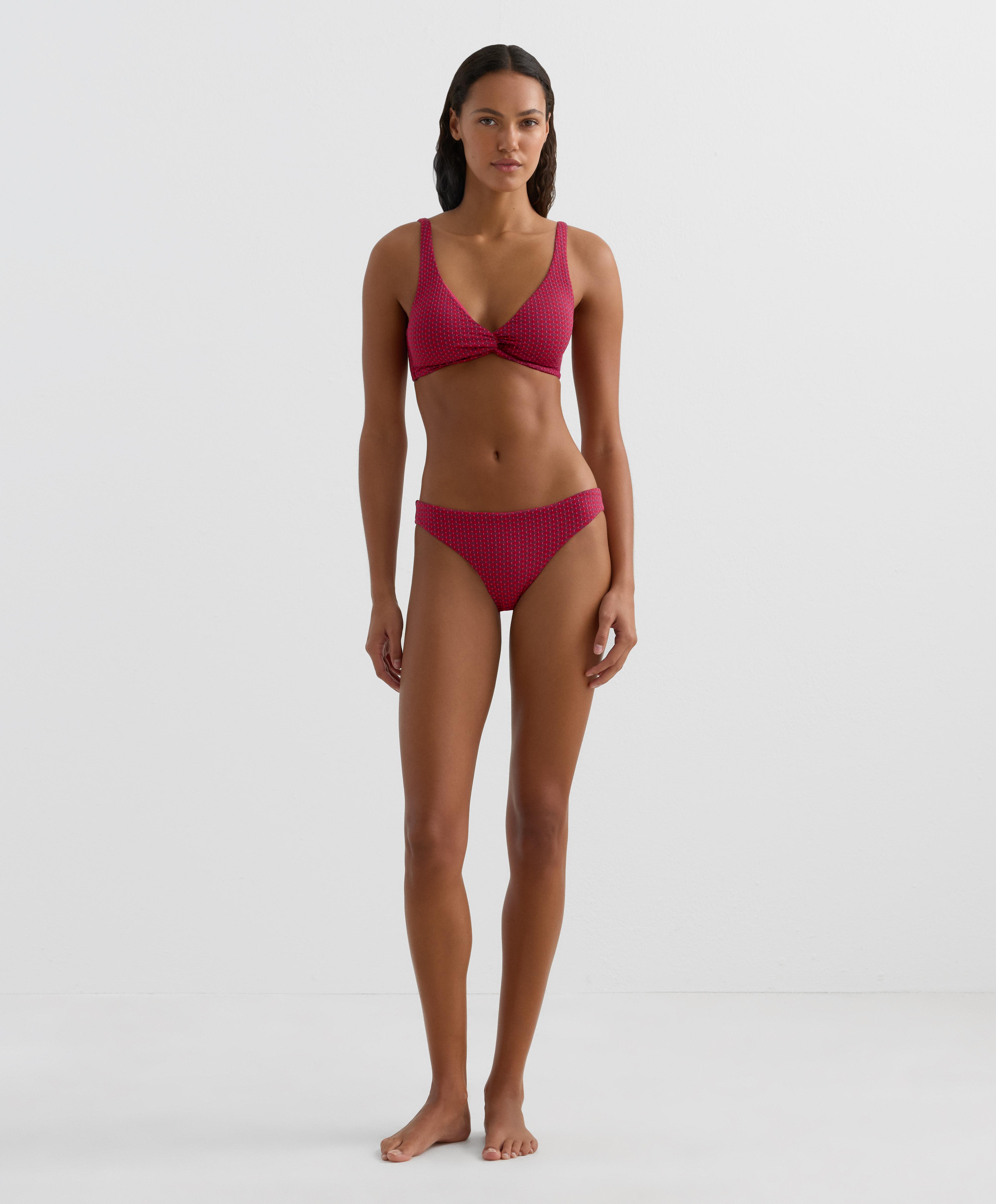 Geometric jacquard halter bikini top