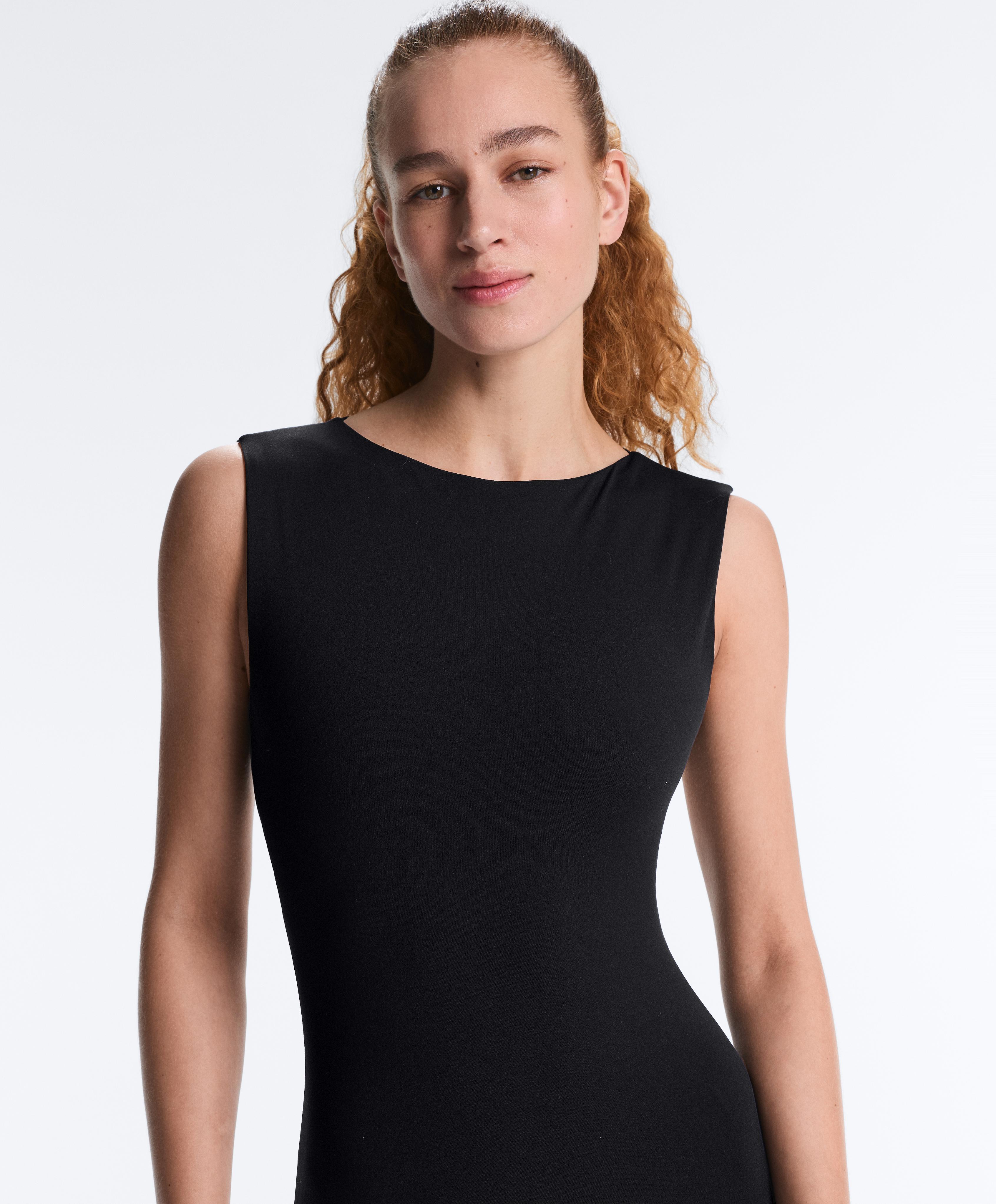 Comfortlux boat neck long jumpsuit — BLACK