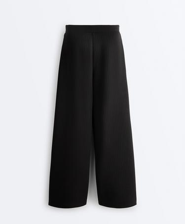 Straight-leg striped trousers with soft-touch modal — BLACK 9