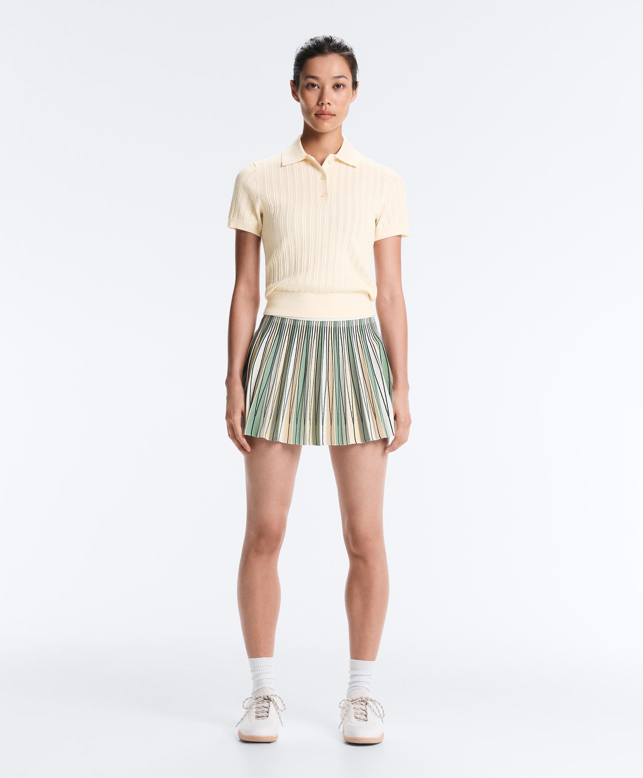High rise seamless pleated skirt — PALE ECRU