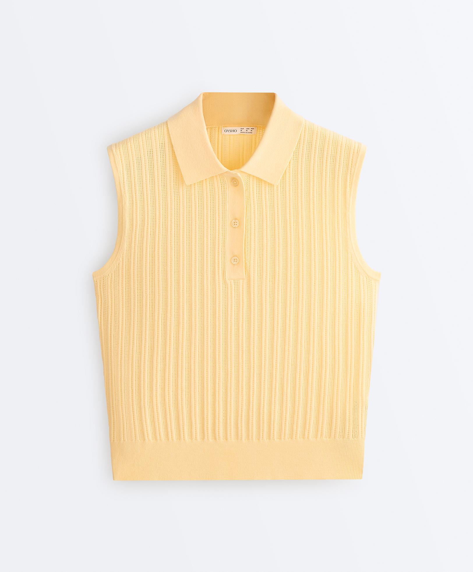 Sleeveless open knit jumper — MID-YELLOW