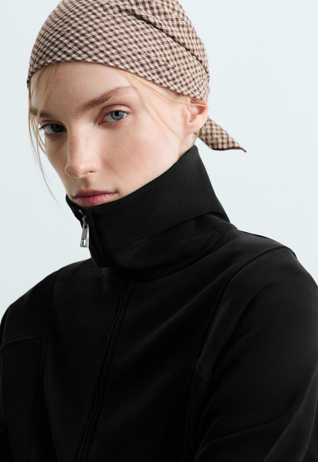 Fitted brushed modal jacket — BLACK