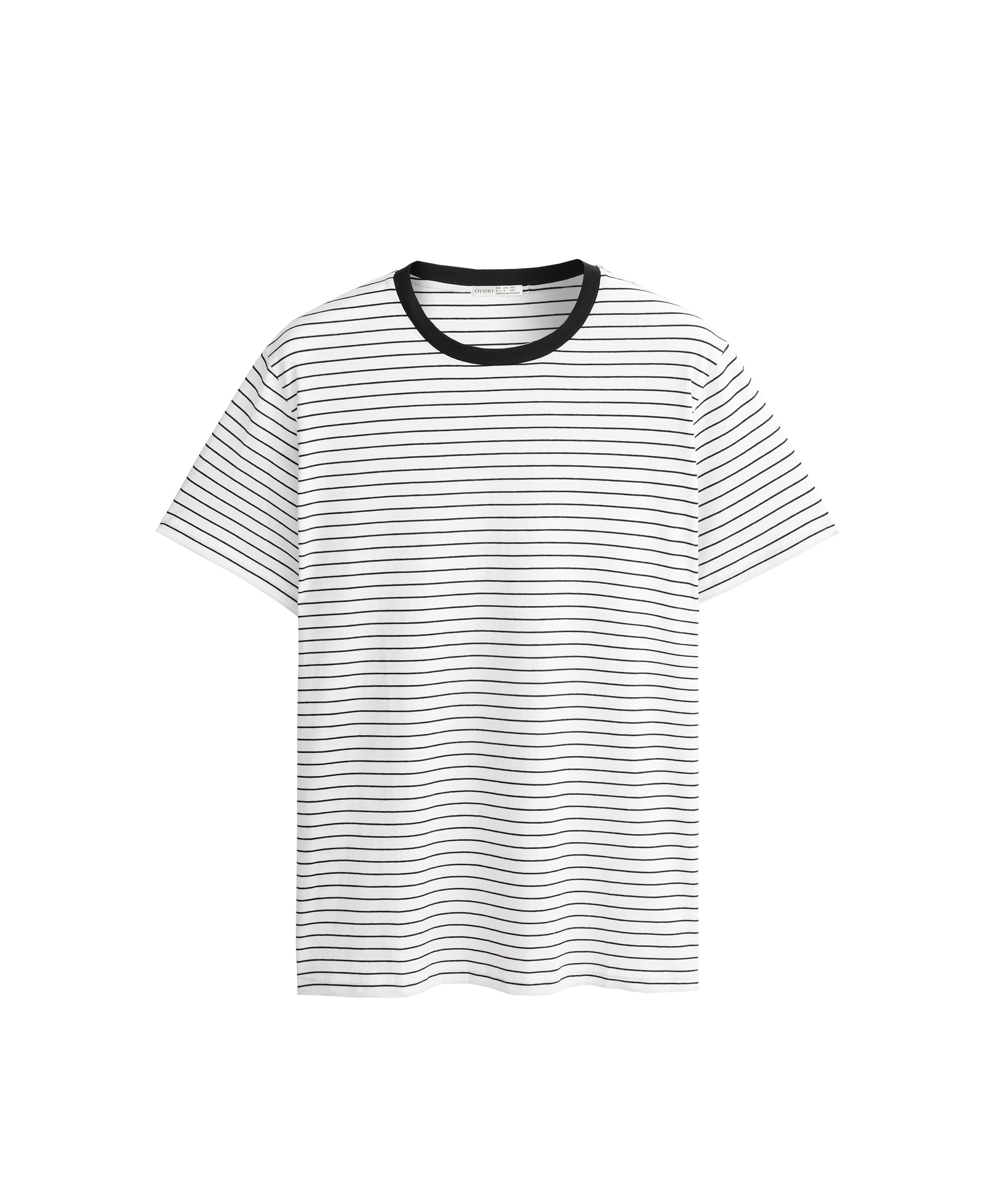 Oversize short-sleeved cotton blend T-shirt with contrast stripes — WHITE 