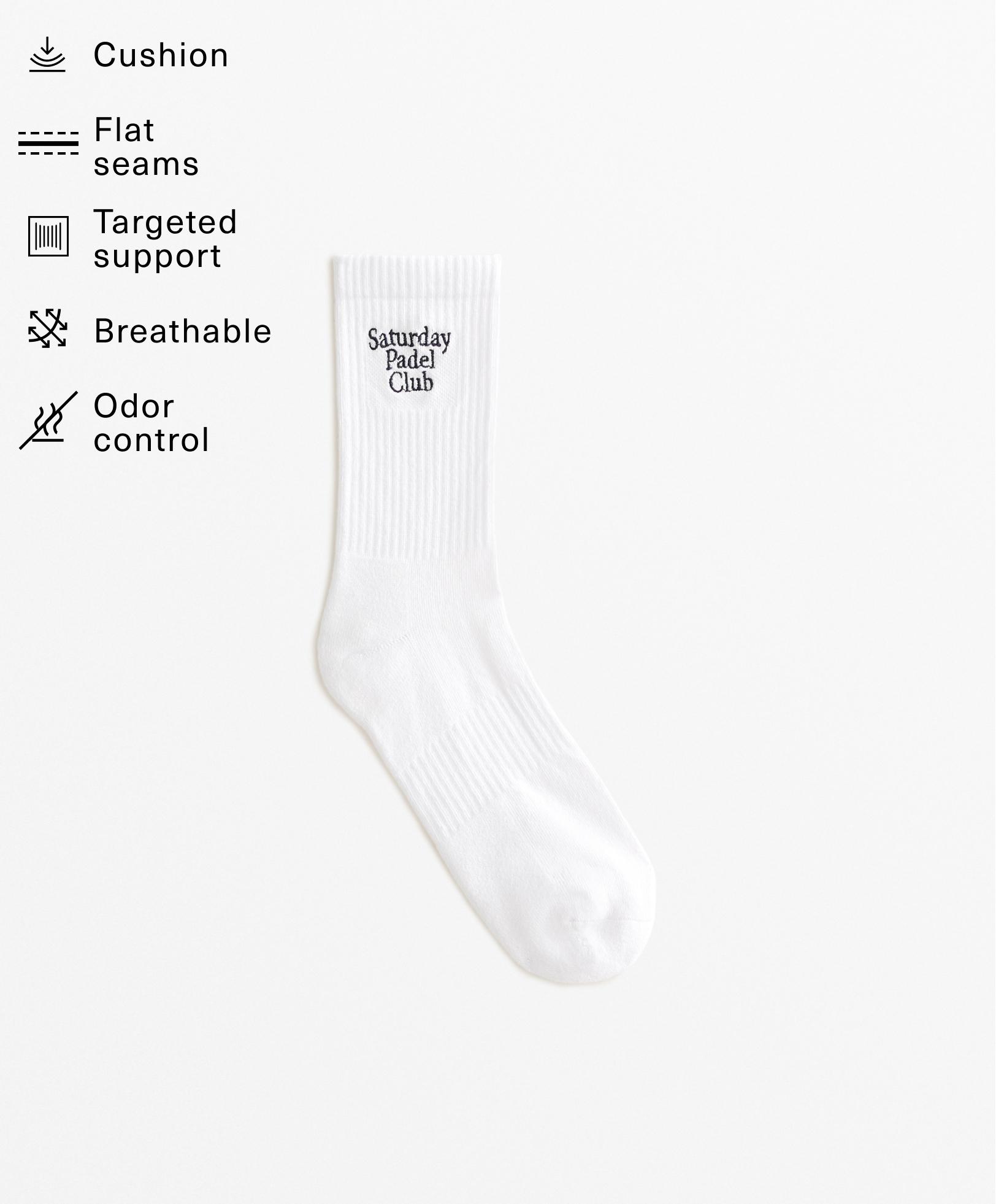 Striped rib cotton blend classic sports socks with embroidery