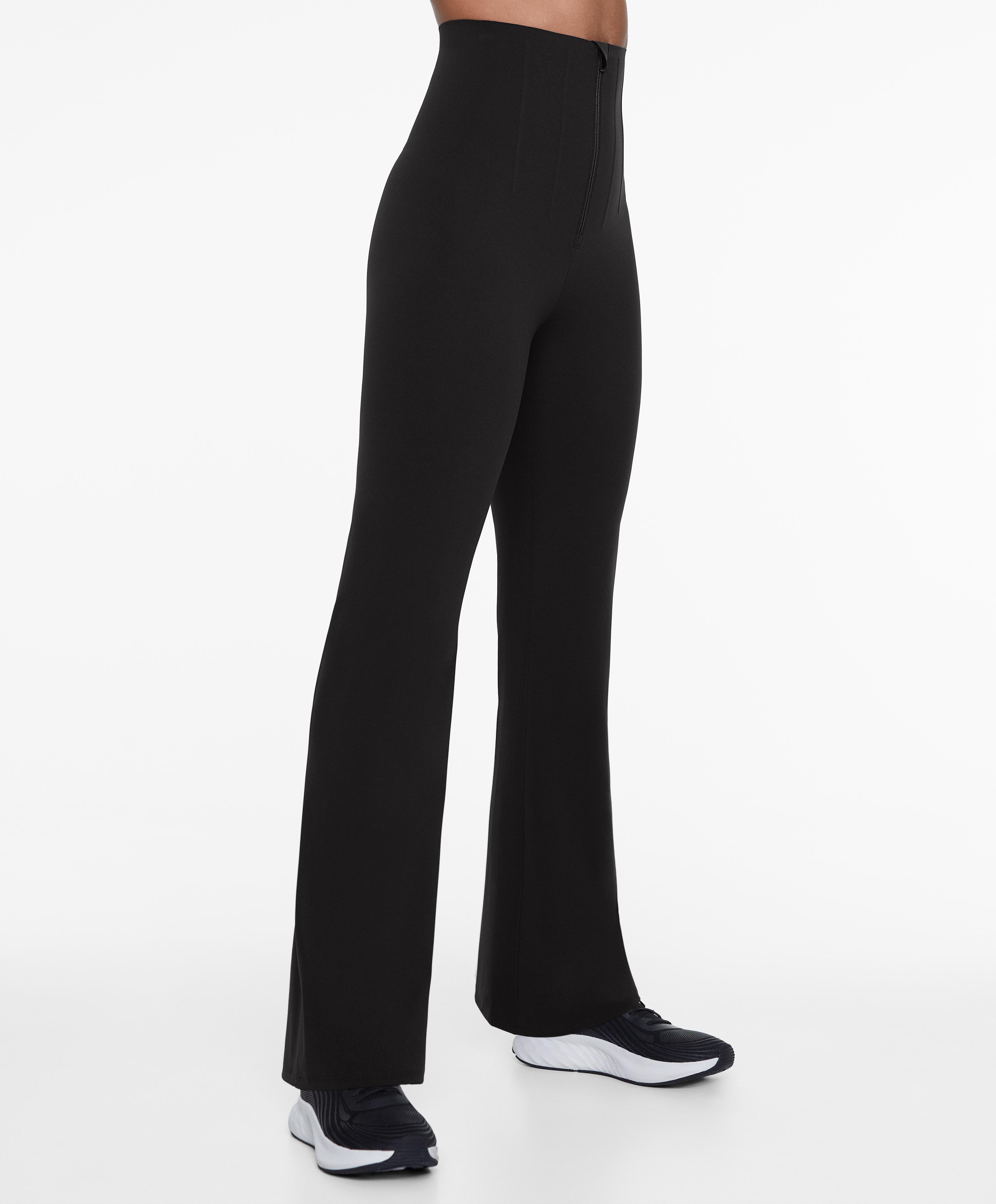 Super high rise compressive zip flare trousers