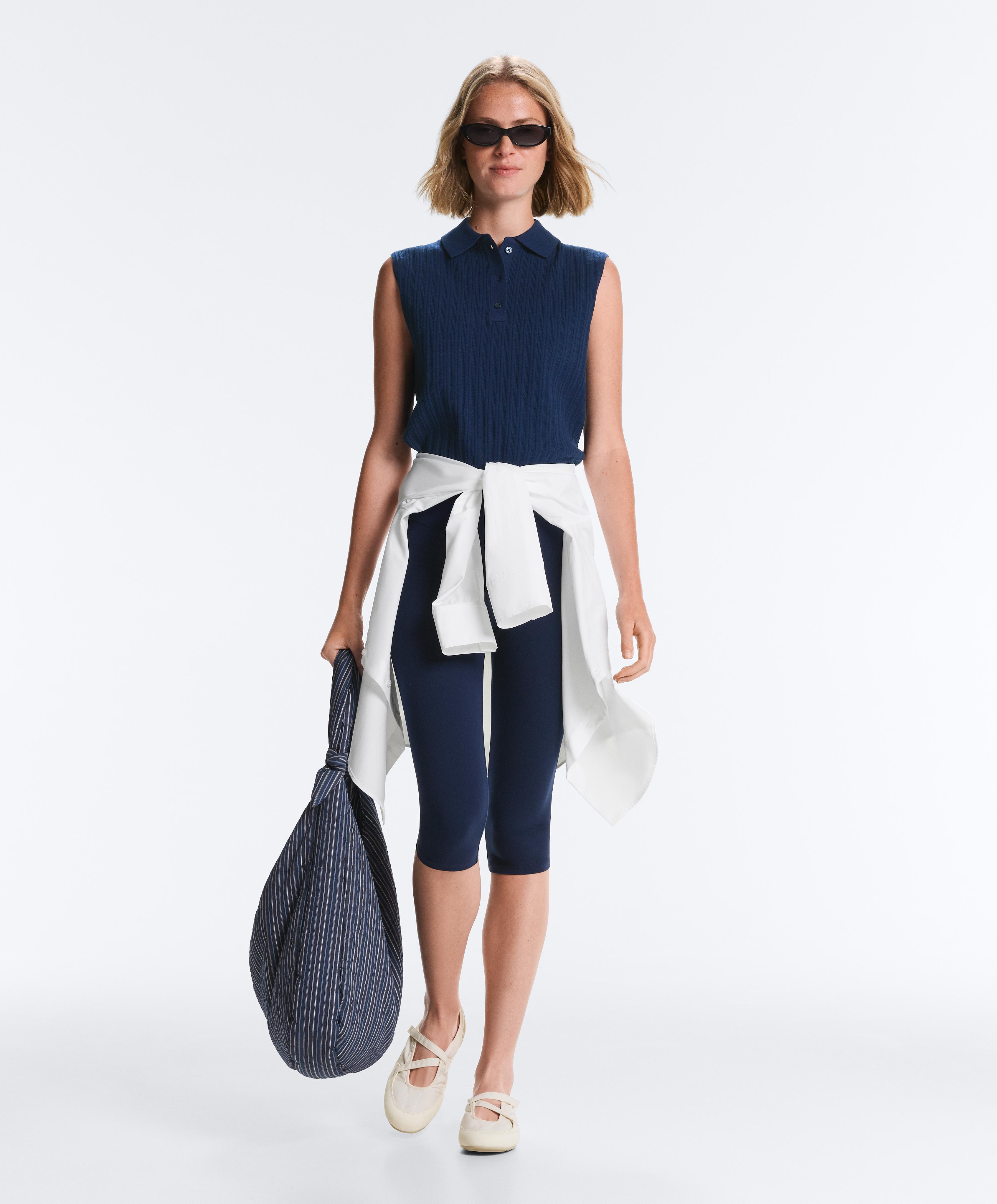 Sleeveless open knit jumper — NAVY BLUE