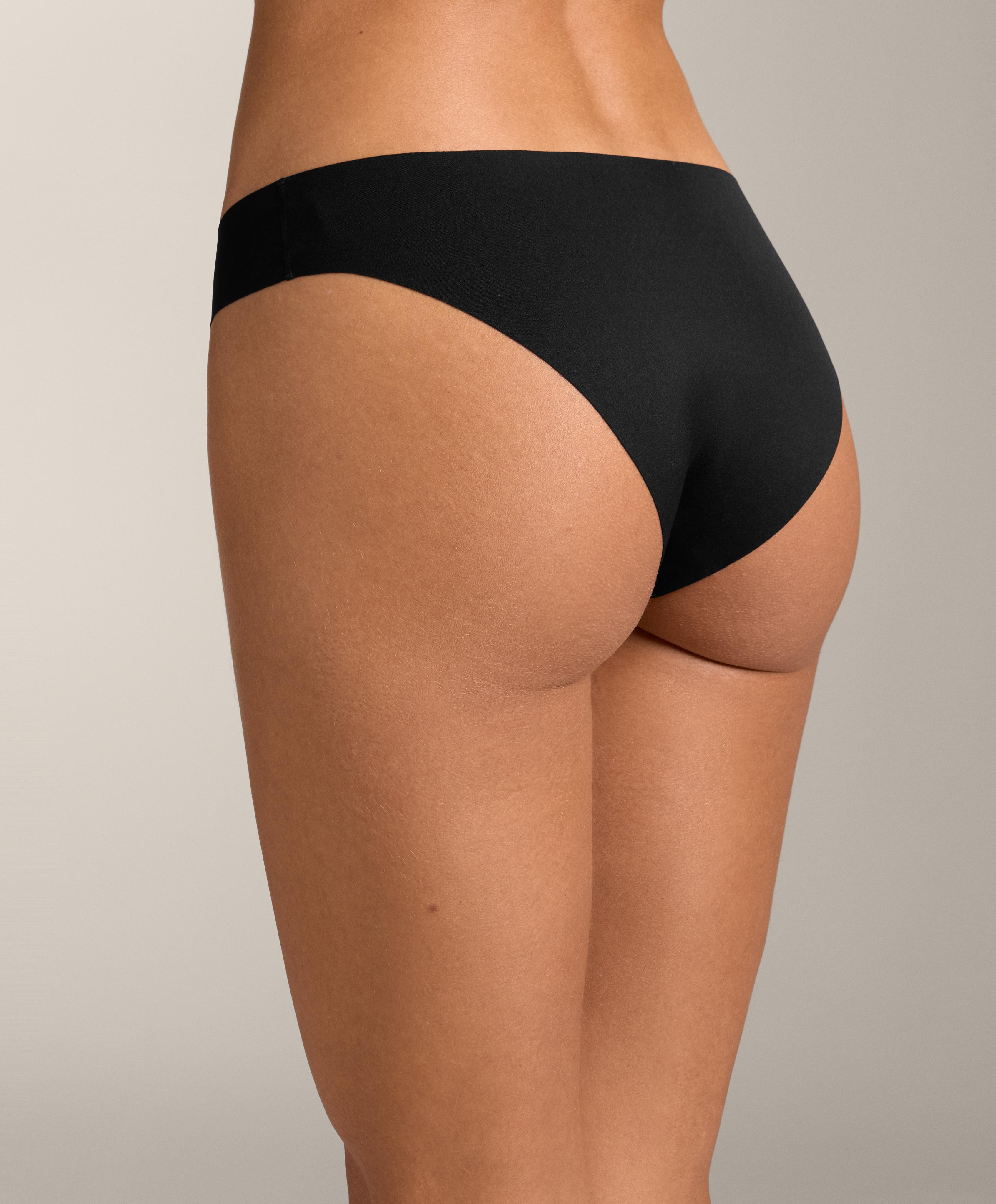 3 invisible V-cut polyamide blend classic bikini briefs — BLACK