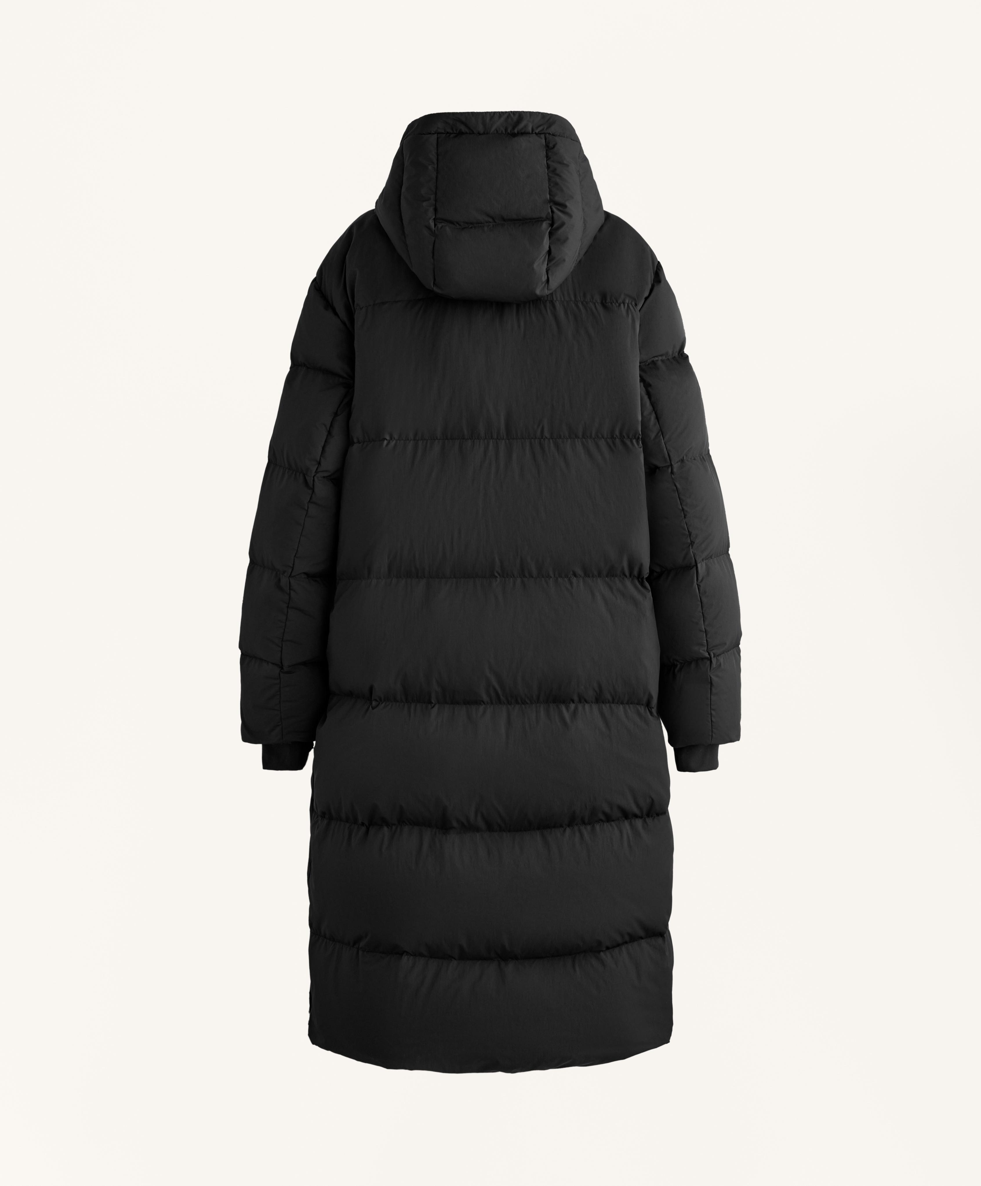 Long 100% down padded jacket — BLACK