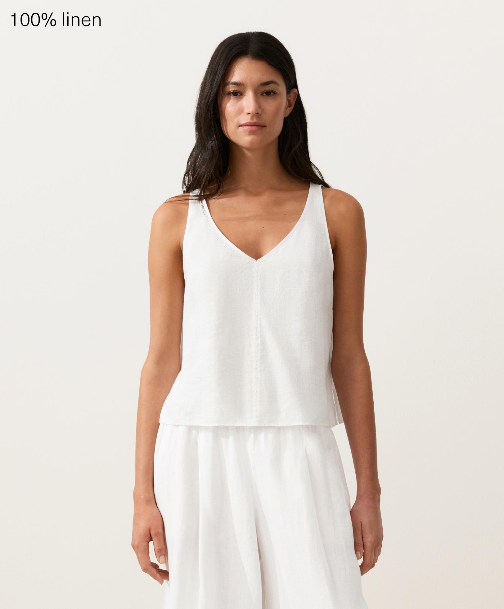 100% linen V-neck strap top 100% linen V-neck strap top