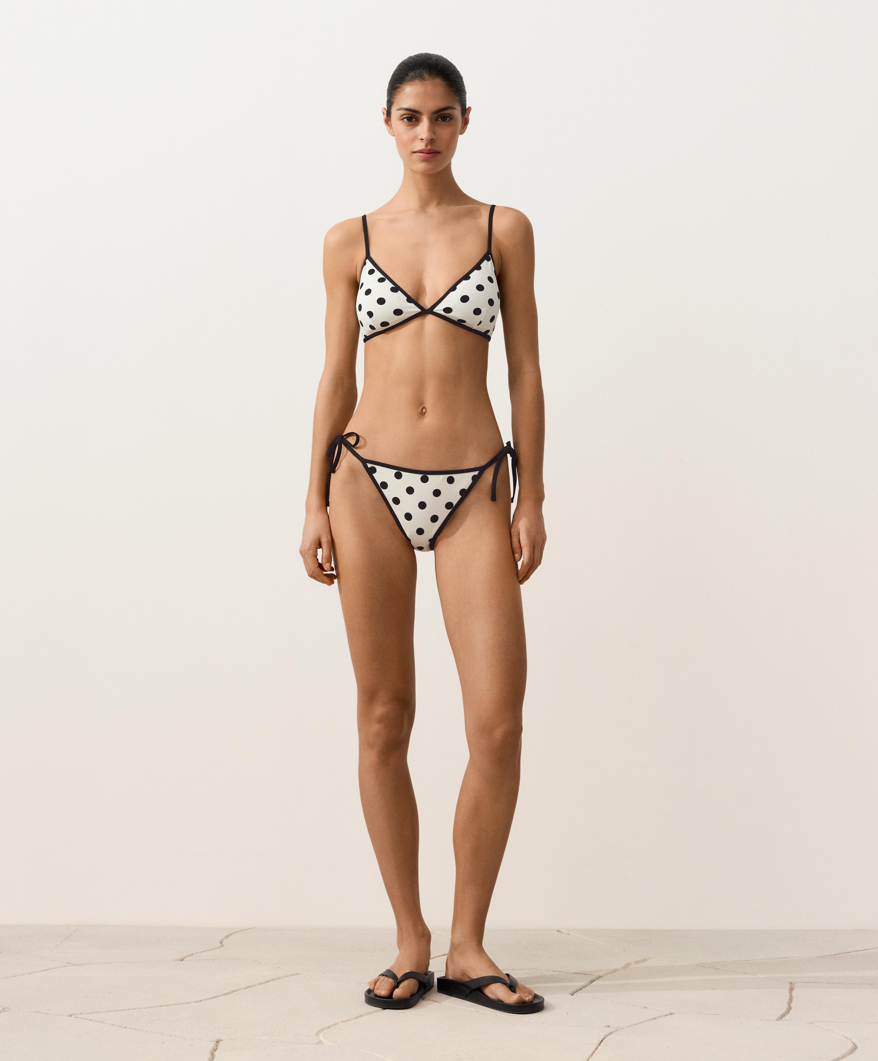 Bikini top triangular piqué topos