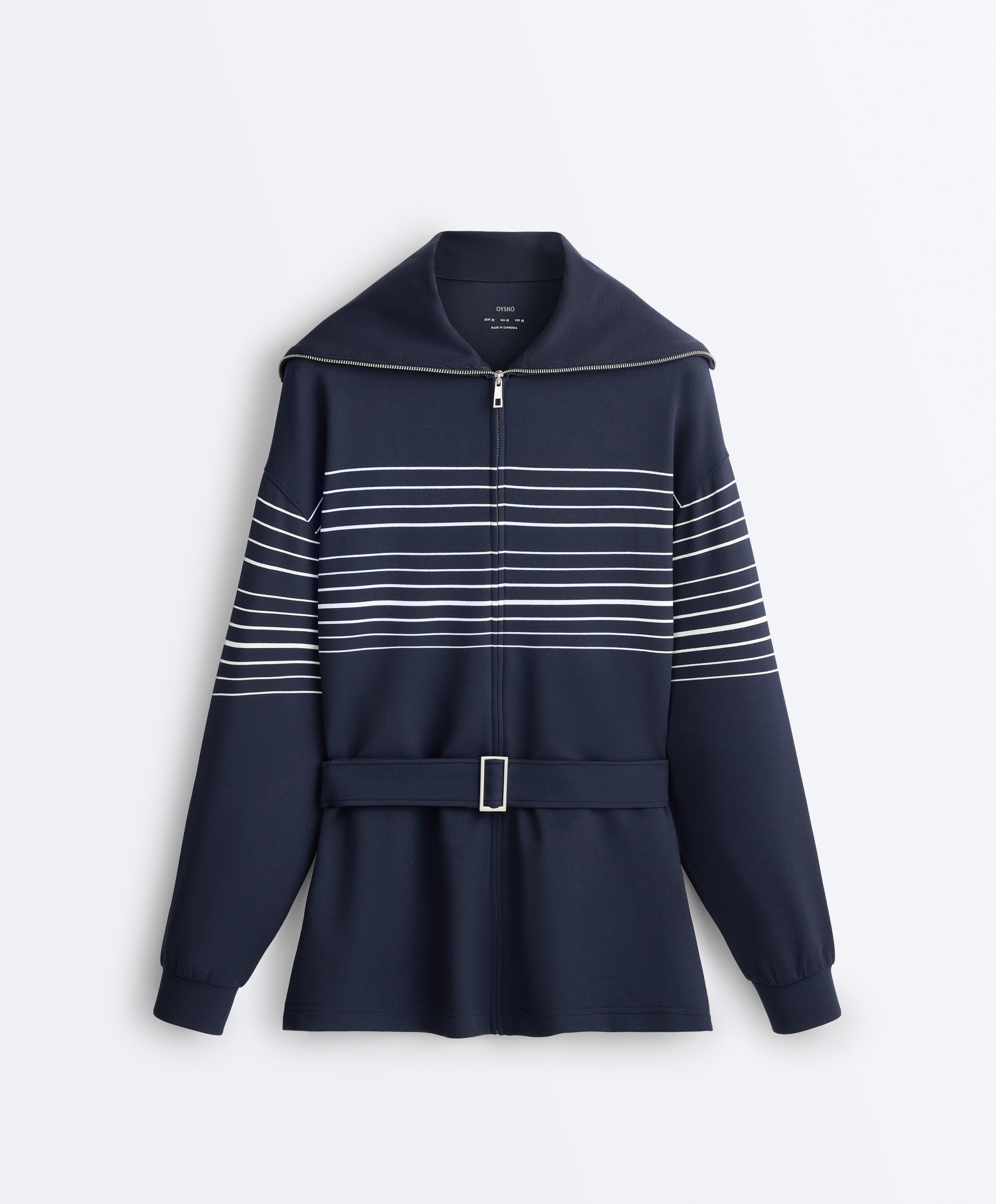 Long sailor stripe jacket with soft-touch modal Long sailor stripe jacket with soft-touch modal