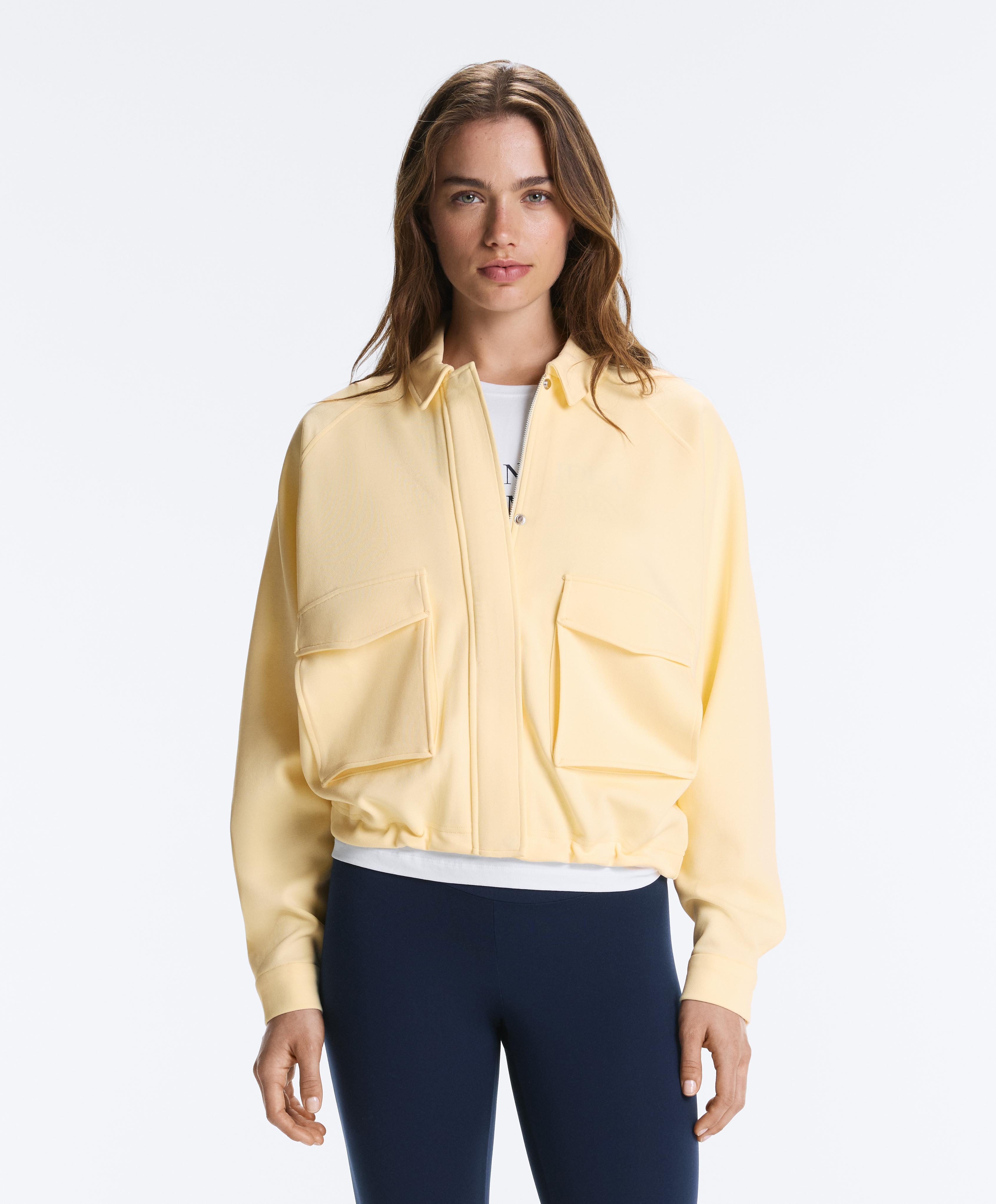 Cotton piqué pocket jacket — PALE YELLOW
