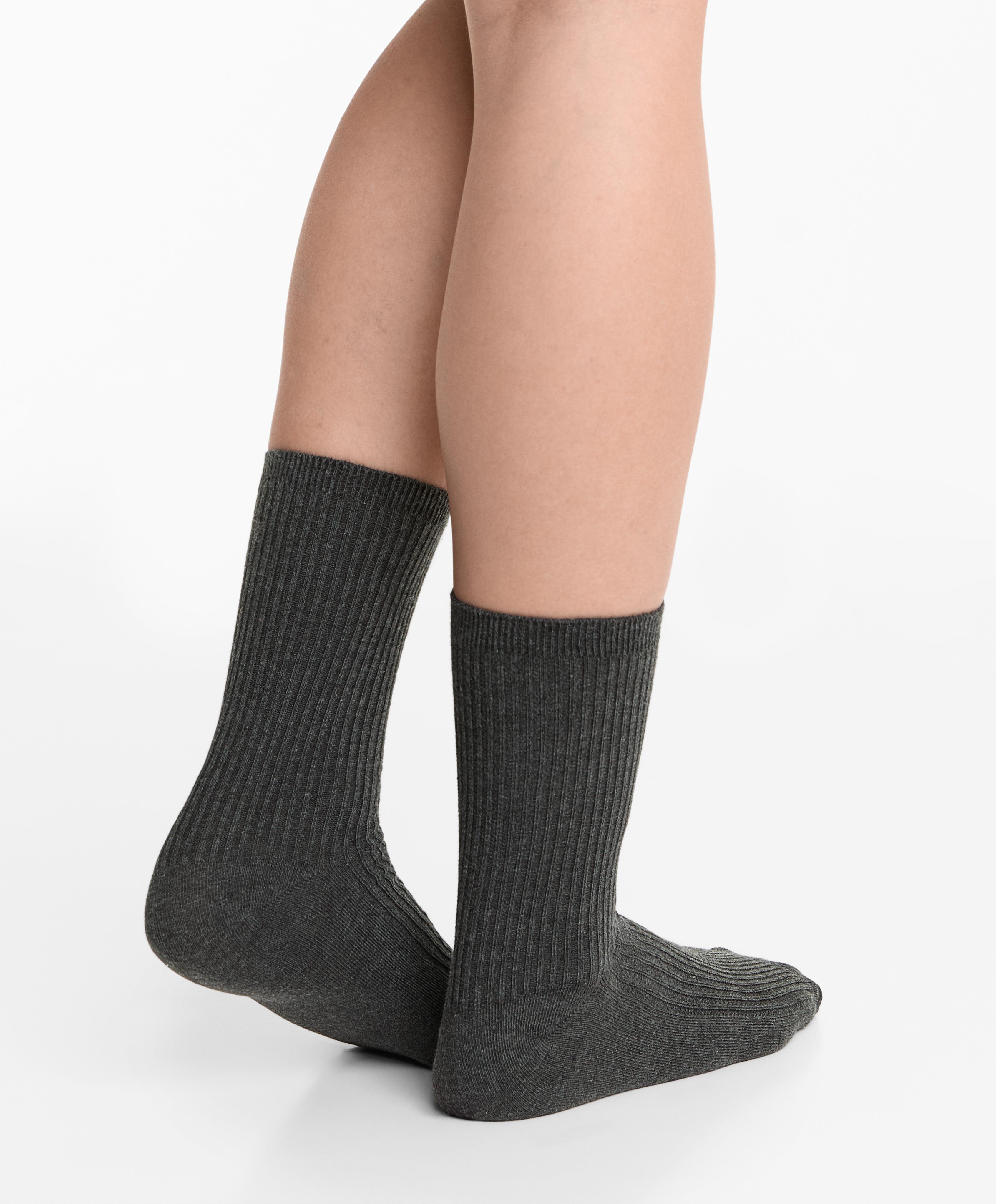 5 pairs of cotton blend classic socks — DARK GREY