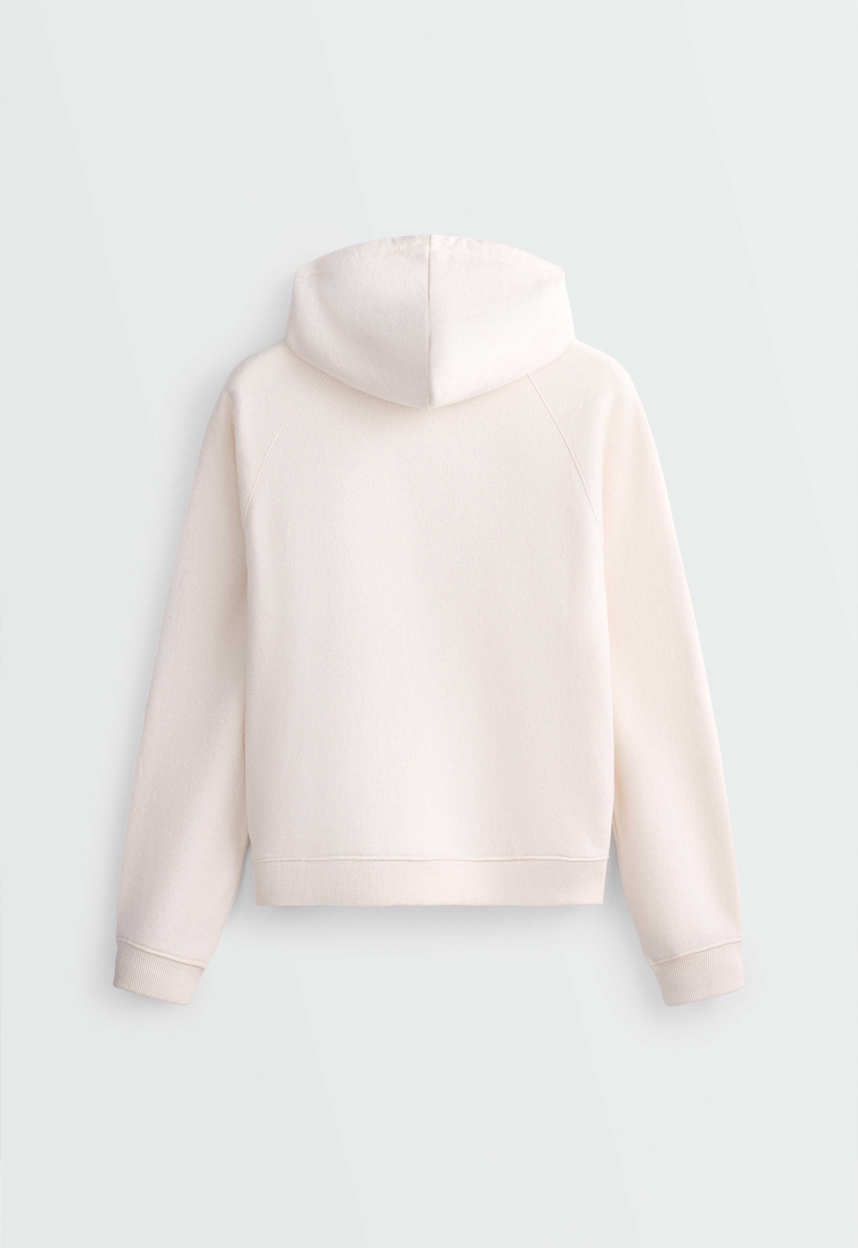 Cotton-blend fleece hoodie — PALE ECRU