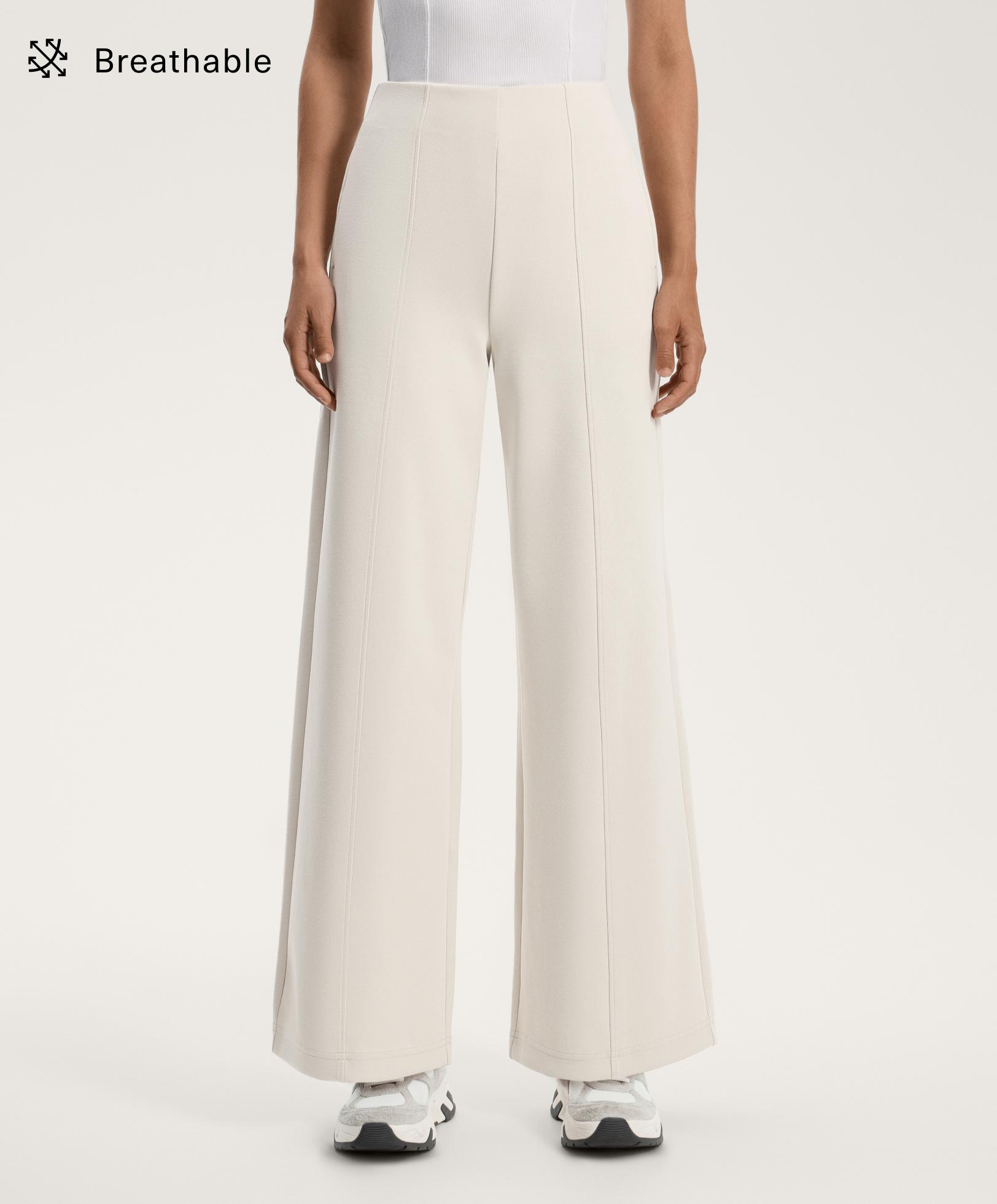 Super high rise piqué long trousers with cotton