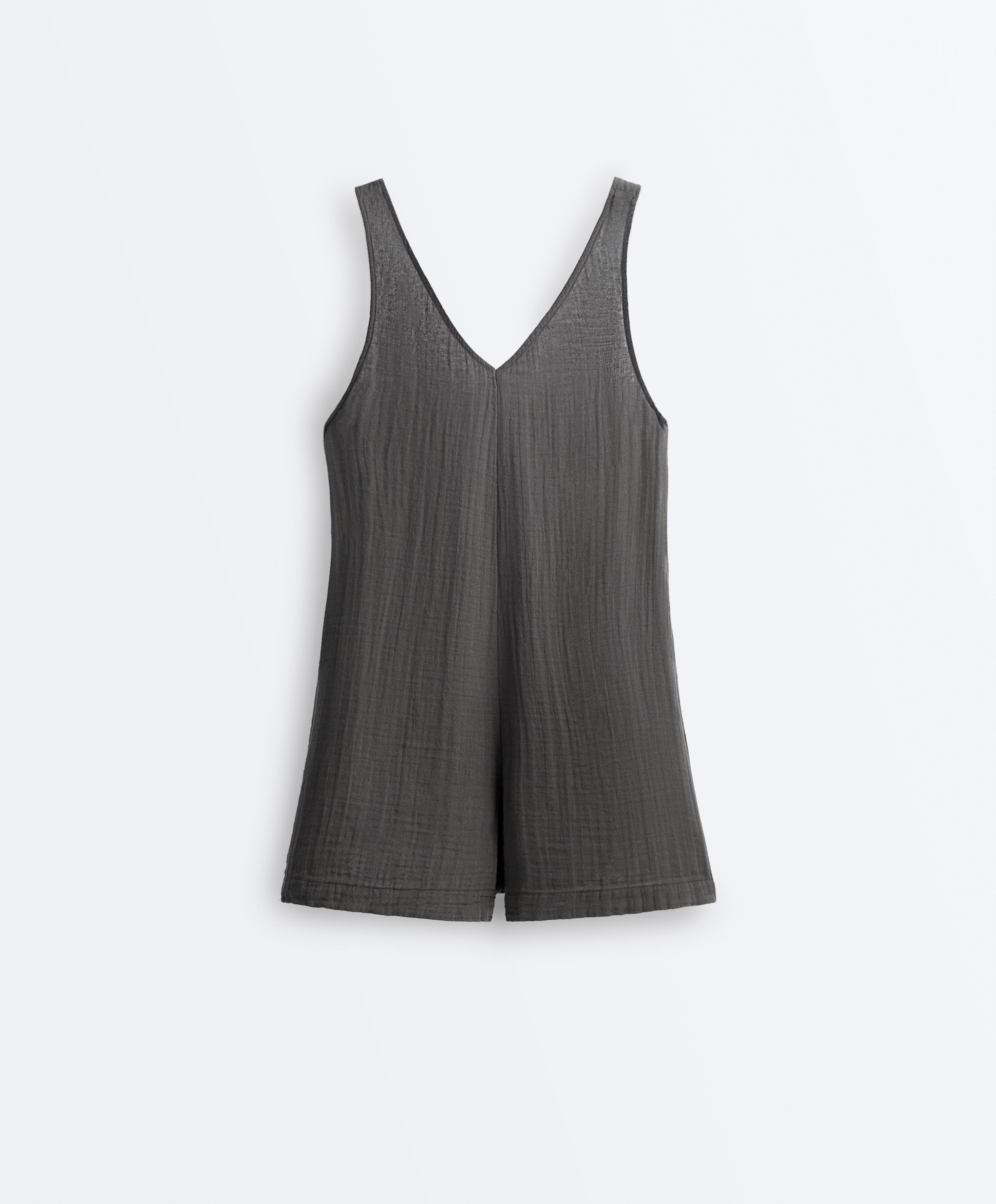 100% cotton gauze short jumpsuit — ASPHALT