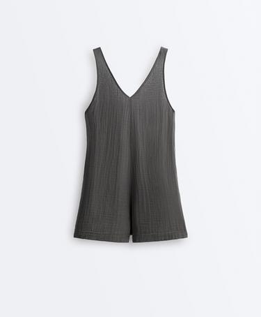 100% cotton gauze short jumpsuit — ASPHALT 8