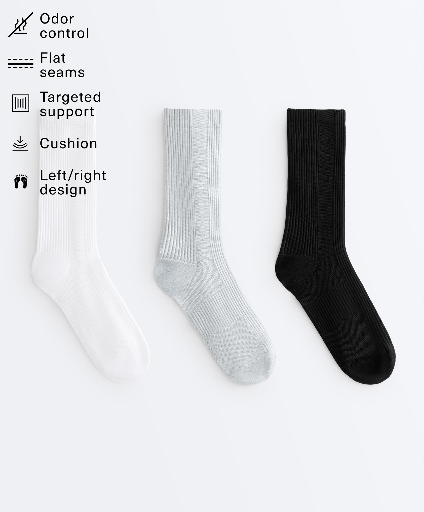 3 pairs of Classic polyamide blend sports socks — MID-GREY MELANGE