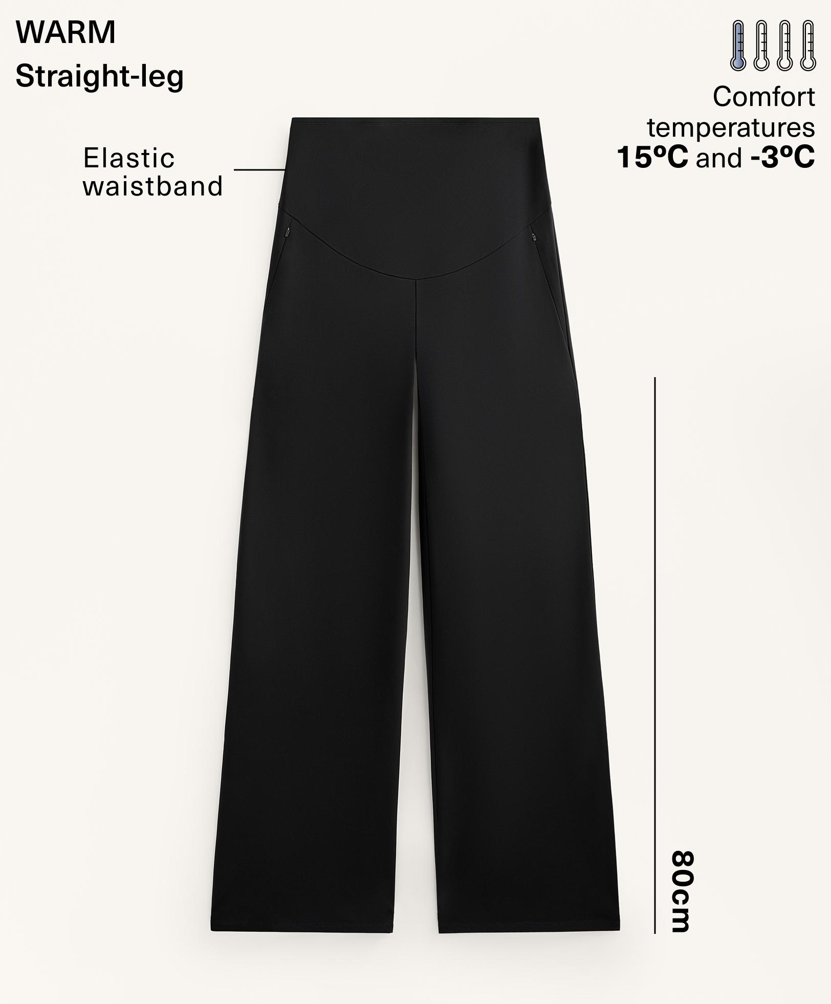 Straight-leg warm maternity trousers — BLACK