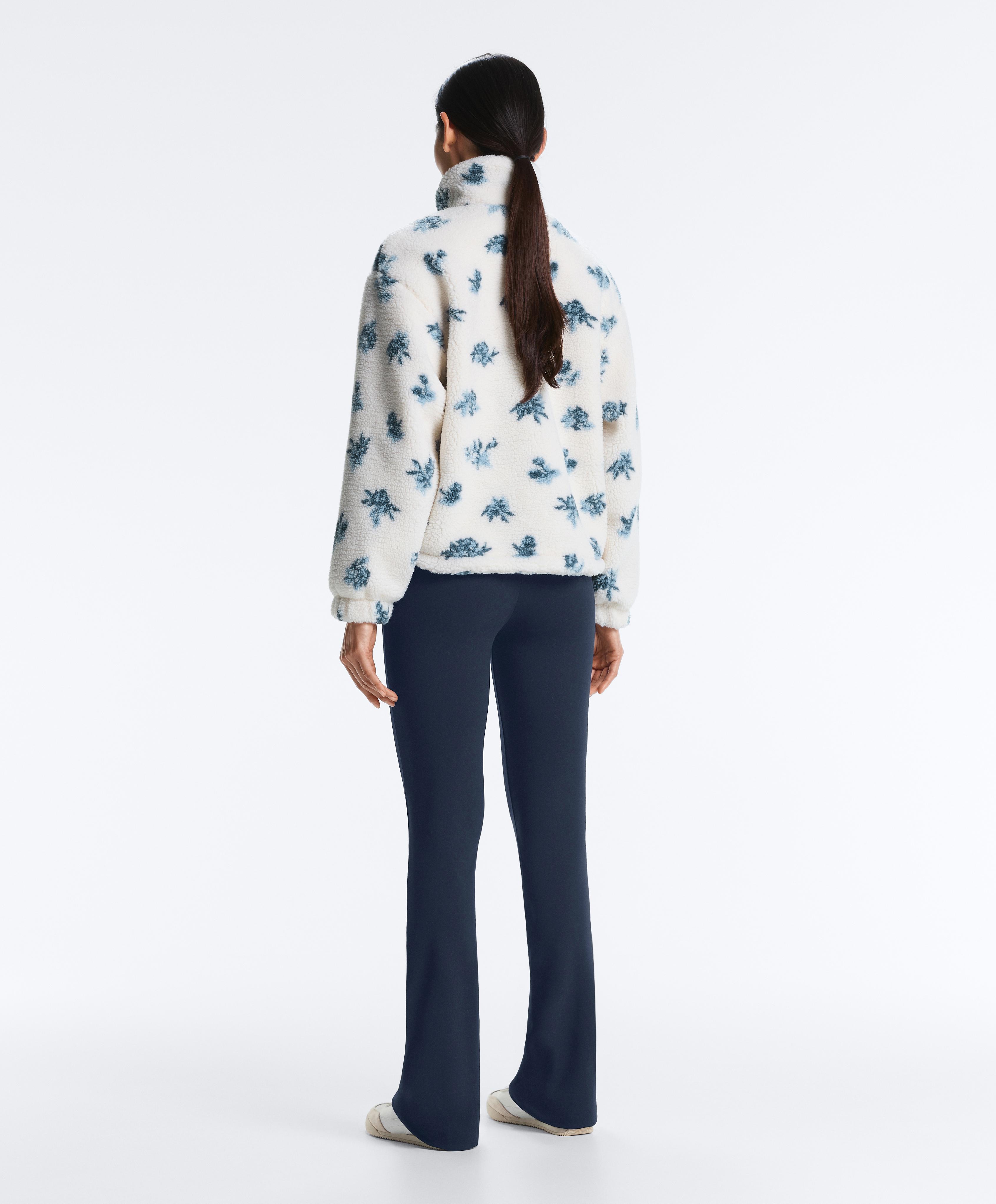 Floral faux-shearling jacket — DUSTY-BLUE