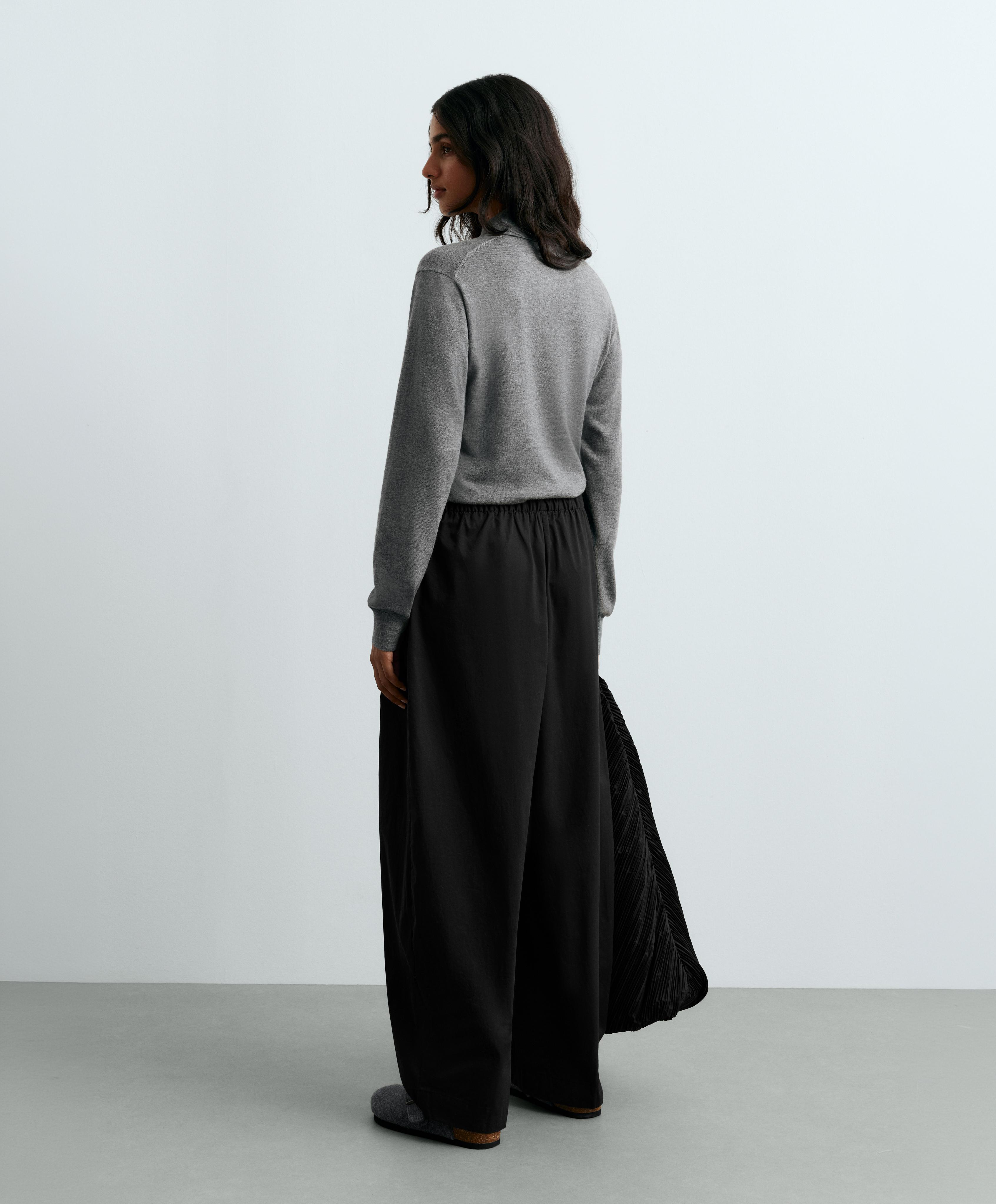 100% cotton tapered trousers — BLACK