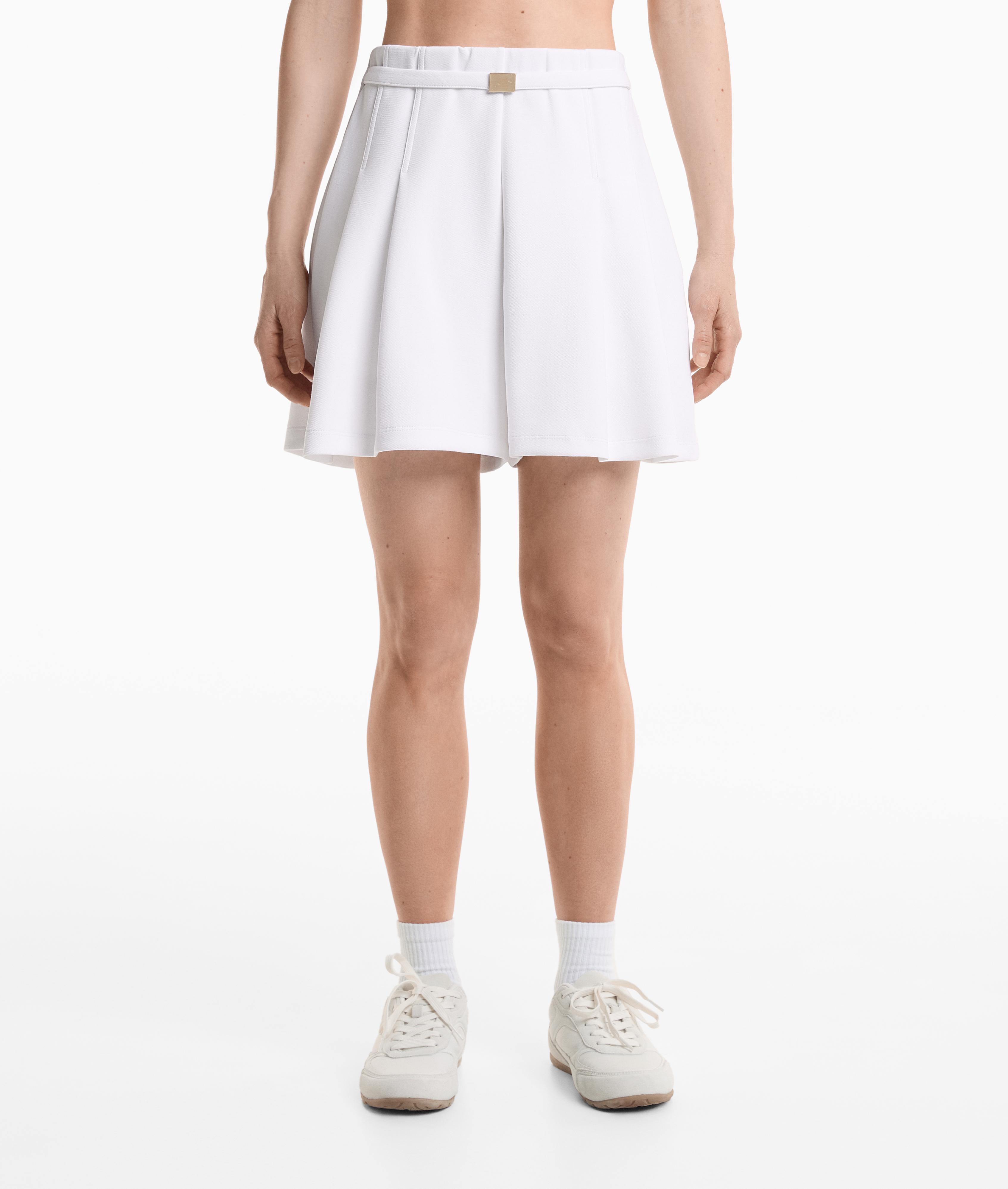 Cotton-blend pique Bermuda shorts with buckle Cotton-blend pique Bermuda shorts with buckle