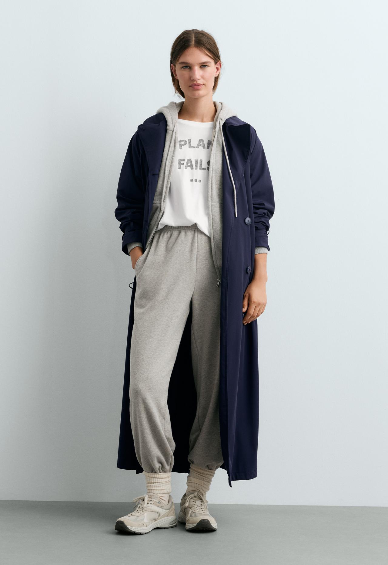 Boxy cotton blend T-shirt with slogan — WHITE