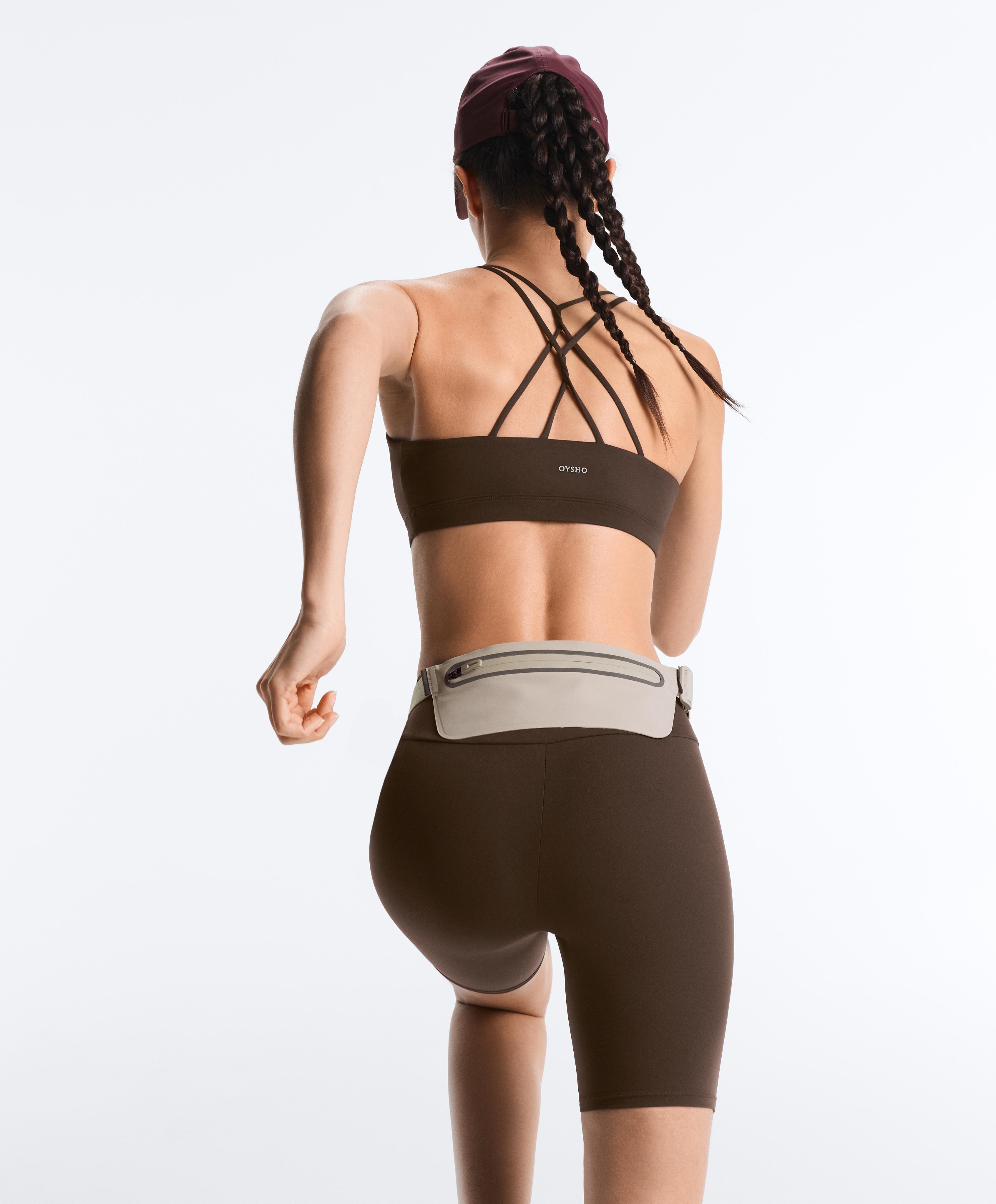 Comfortlux low-support crossover strap sports bra — DARK BROWN