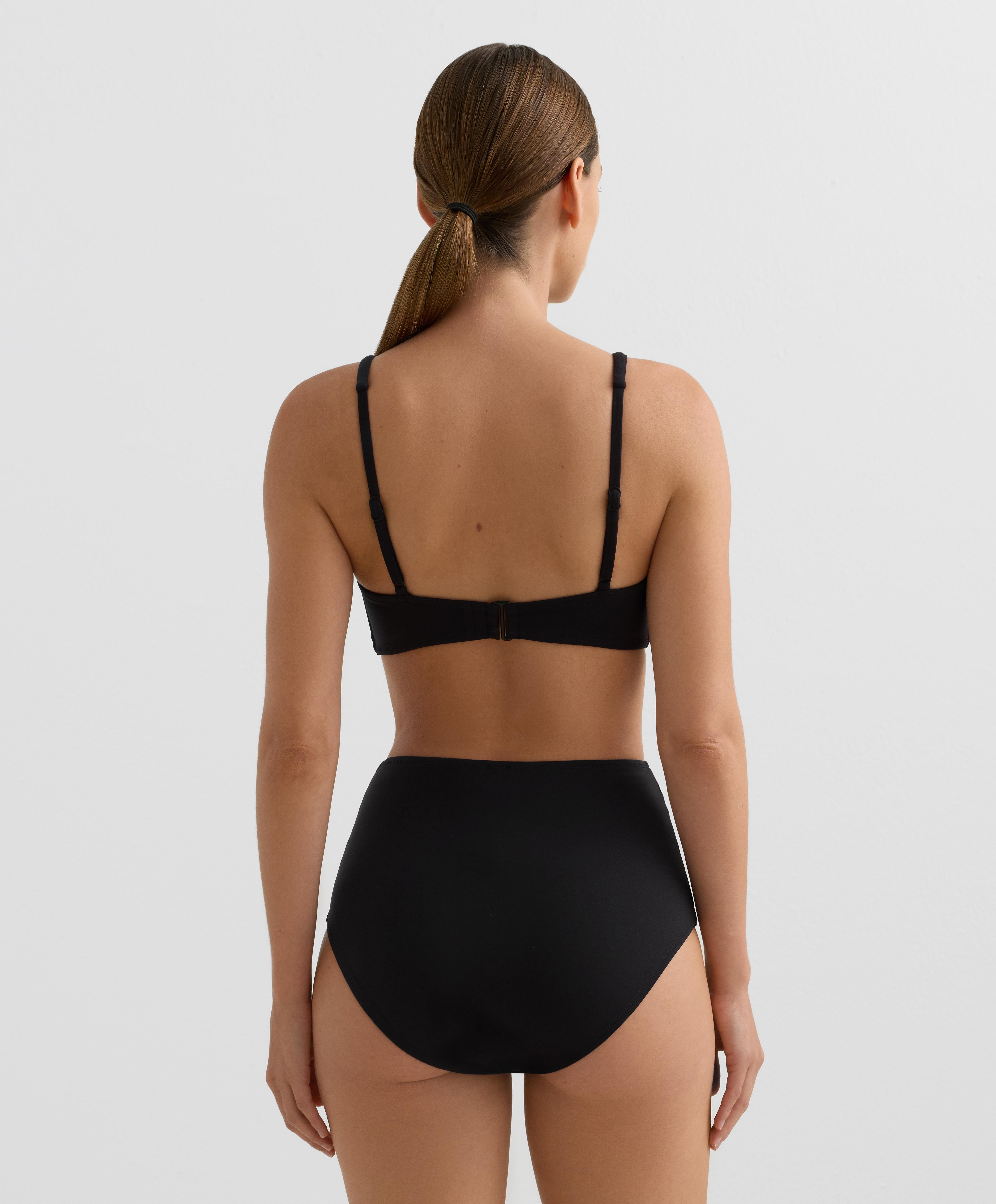 Shapewear-effect high-waisted bikini briefs — BLACK